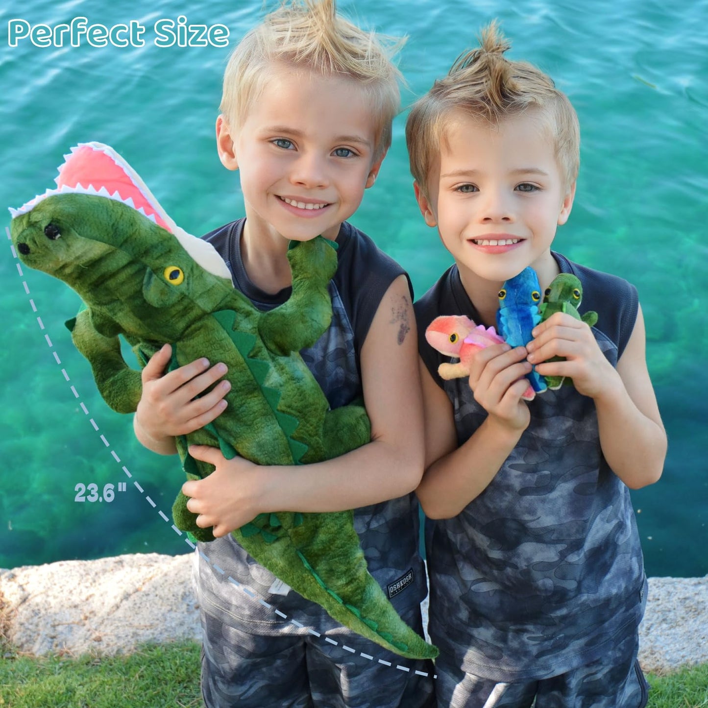 MorisMos Plush Alligator with Babies – 23.6'' Mommy Alligator + 3 Baby Crocodiles & 3 Plush Eggs