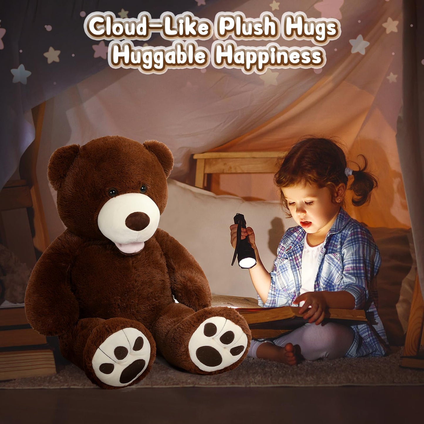 MorisMos Giant Teddy Bear – 39-Inch Dark Brown Plush Toy