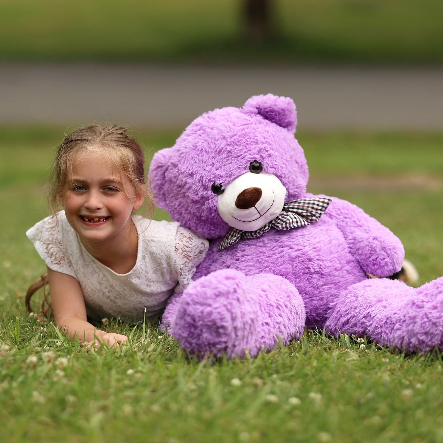 MorisMos 39-Inch Giant Purple Teddy Bear | Large Plush for Cozy Cuddles