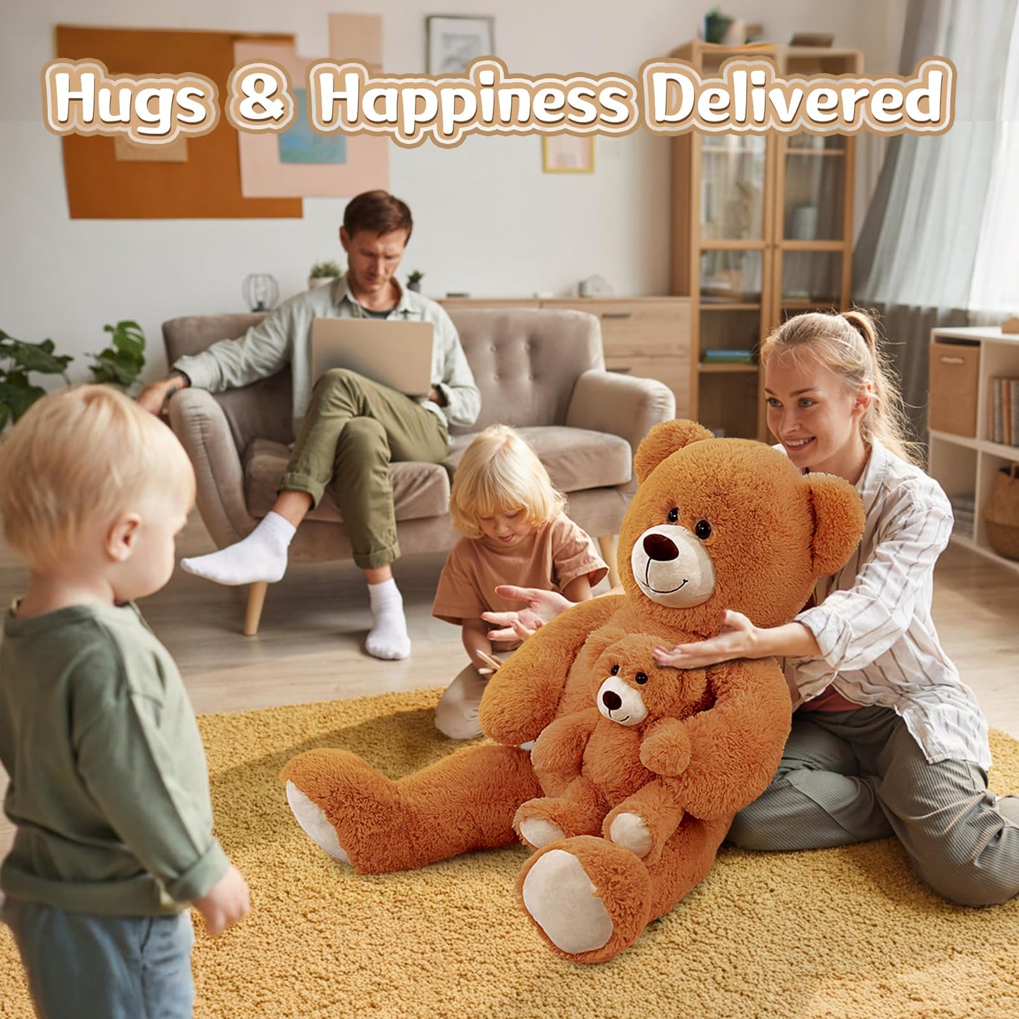 MorisMos Mom & Baby Giant Teddy Bear - 39in Plush for Baby Showers & Cozy Rooms