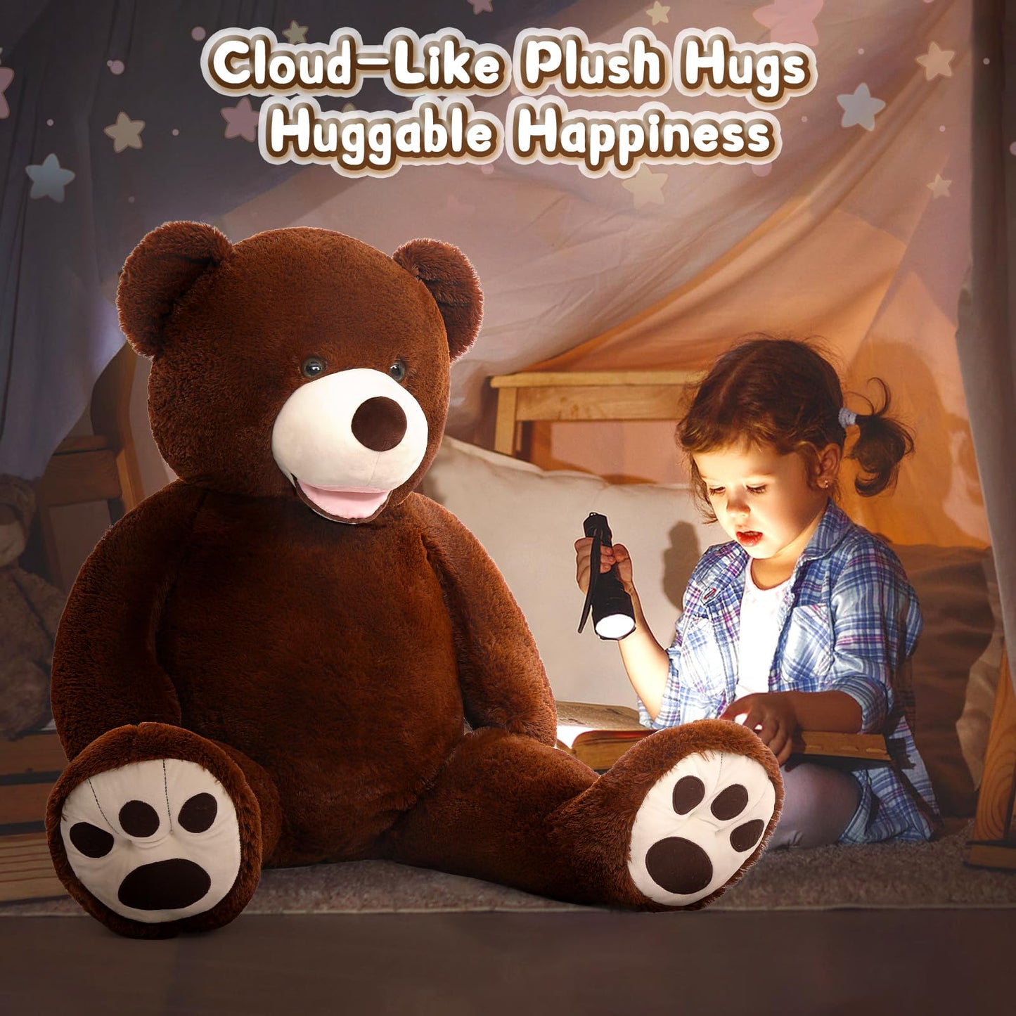 MorisMos Smile Giant Teddy Bear 51-Inch — Ultra-Soft Plush, Safe & Cuddly Gift