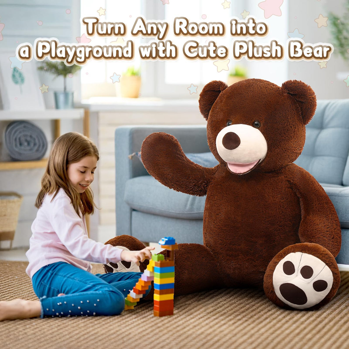 MorisMos Smile Giant Teddy Bear 51-Inch — Ultra-Soft Plush, Safe & Cuddly Gift