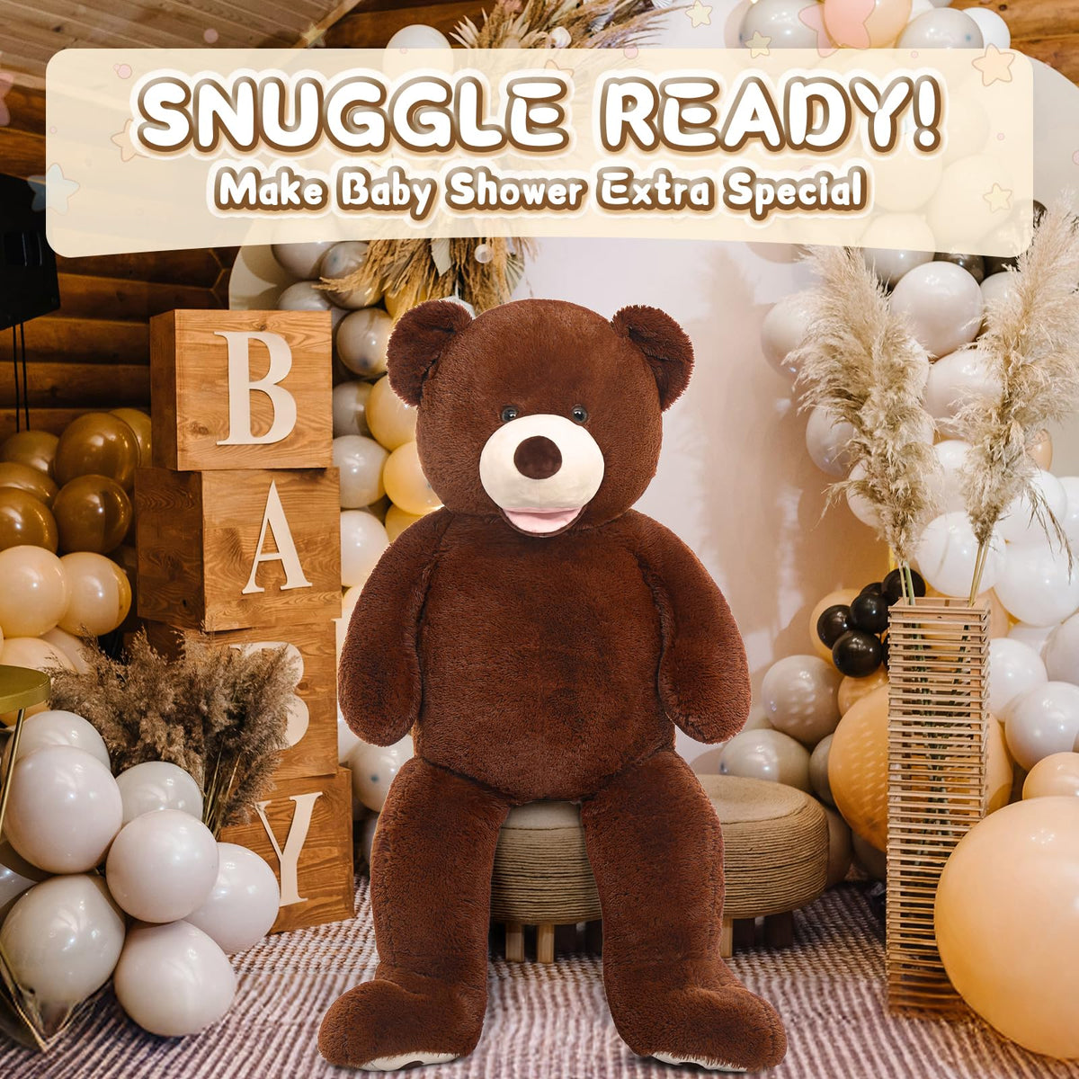 MorisMos Smile Giant Teddy Bear 51-Inch — Ultra-Soft Plush, Safe & Cuddly Gift