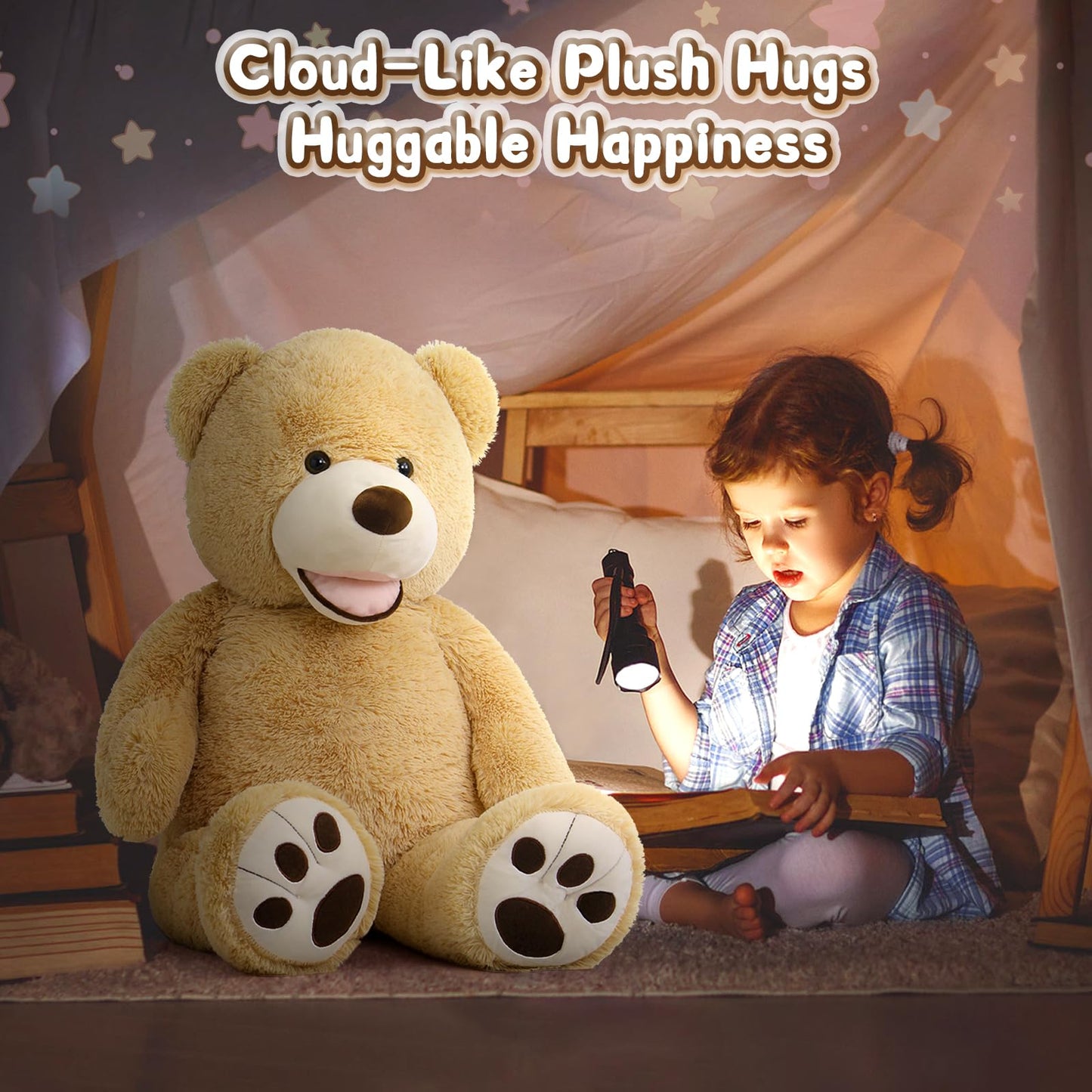 MorisMos Smiling Giant Teddy Bear 39-Inch | Ultra-Soft Plush, Large Huggable Bear