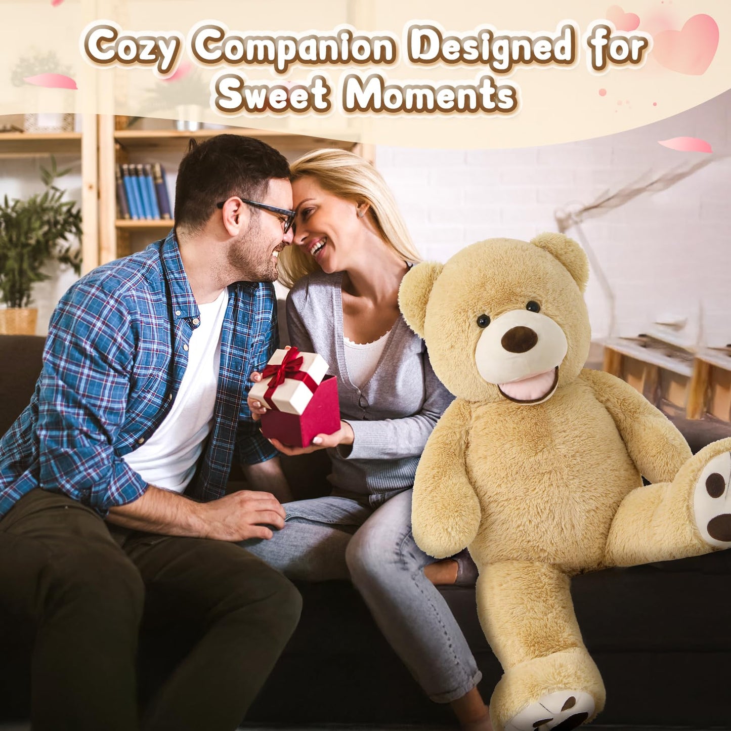 MorisMos Smiling Giant Teddy Bear 39-Inch | Ultra-Soft Plush, Large Huggable Bear