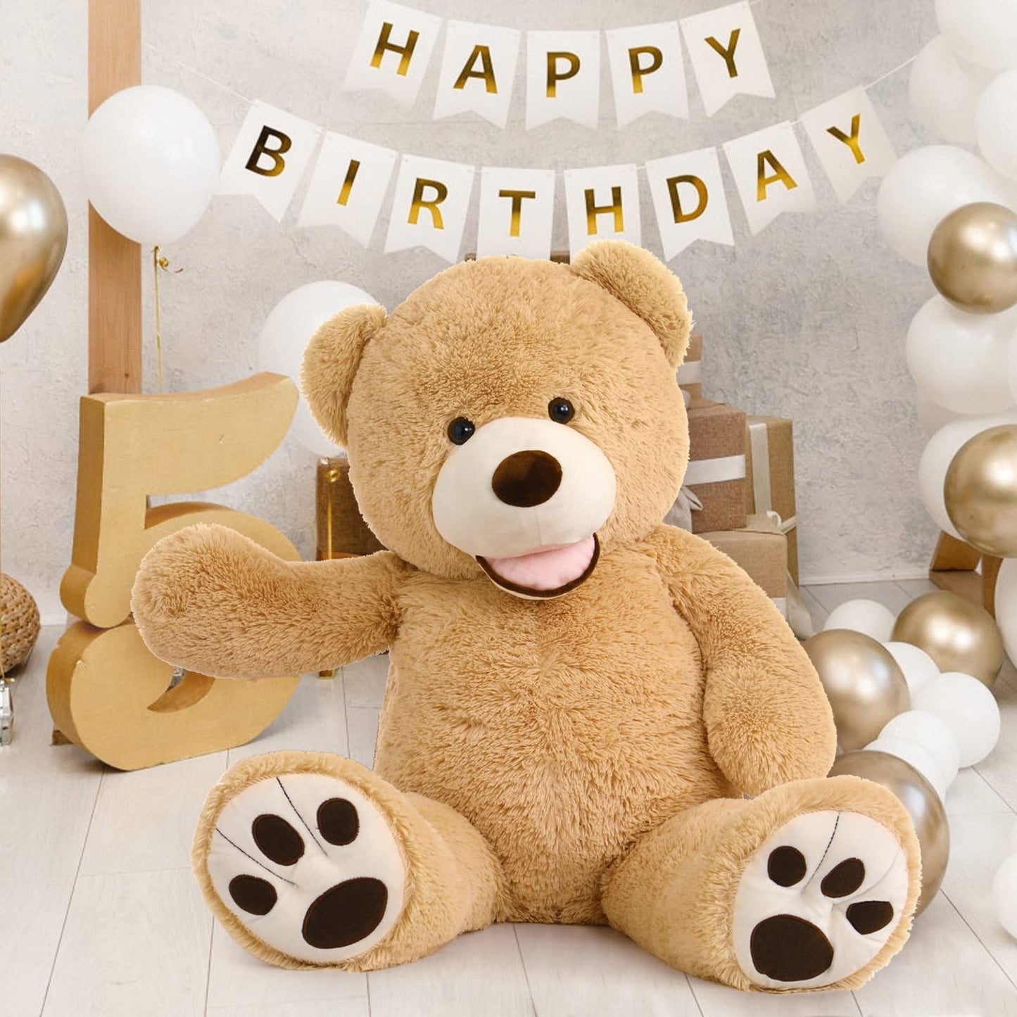 MorisMos Smiling Giant Teddy Bear 39-Inch | Ultra-Soft Plush, Large Huggable Bear