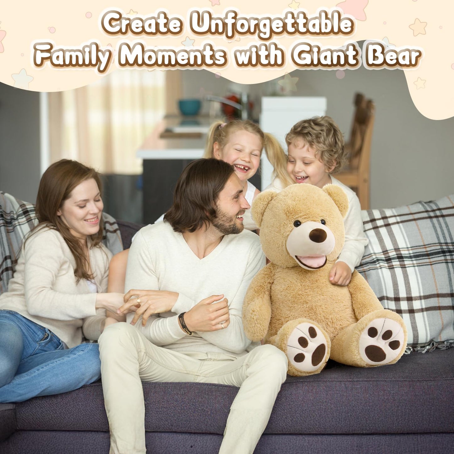 MorisMos Smiling Giant Teddy Bear 39-Inch | Ultra-Soft Plush, Large Huggable Bear