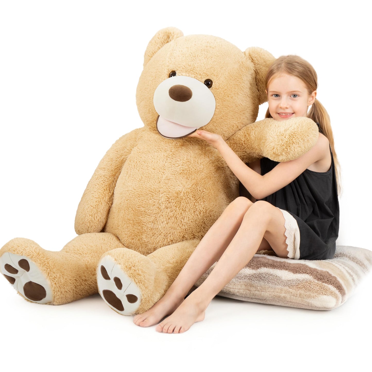 MorisMos Smiling Giant Teddy Bear – 4 ft Tall, Ultra-Soft Brown Plush