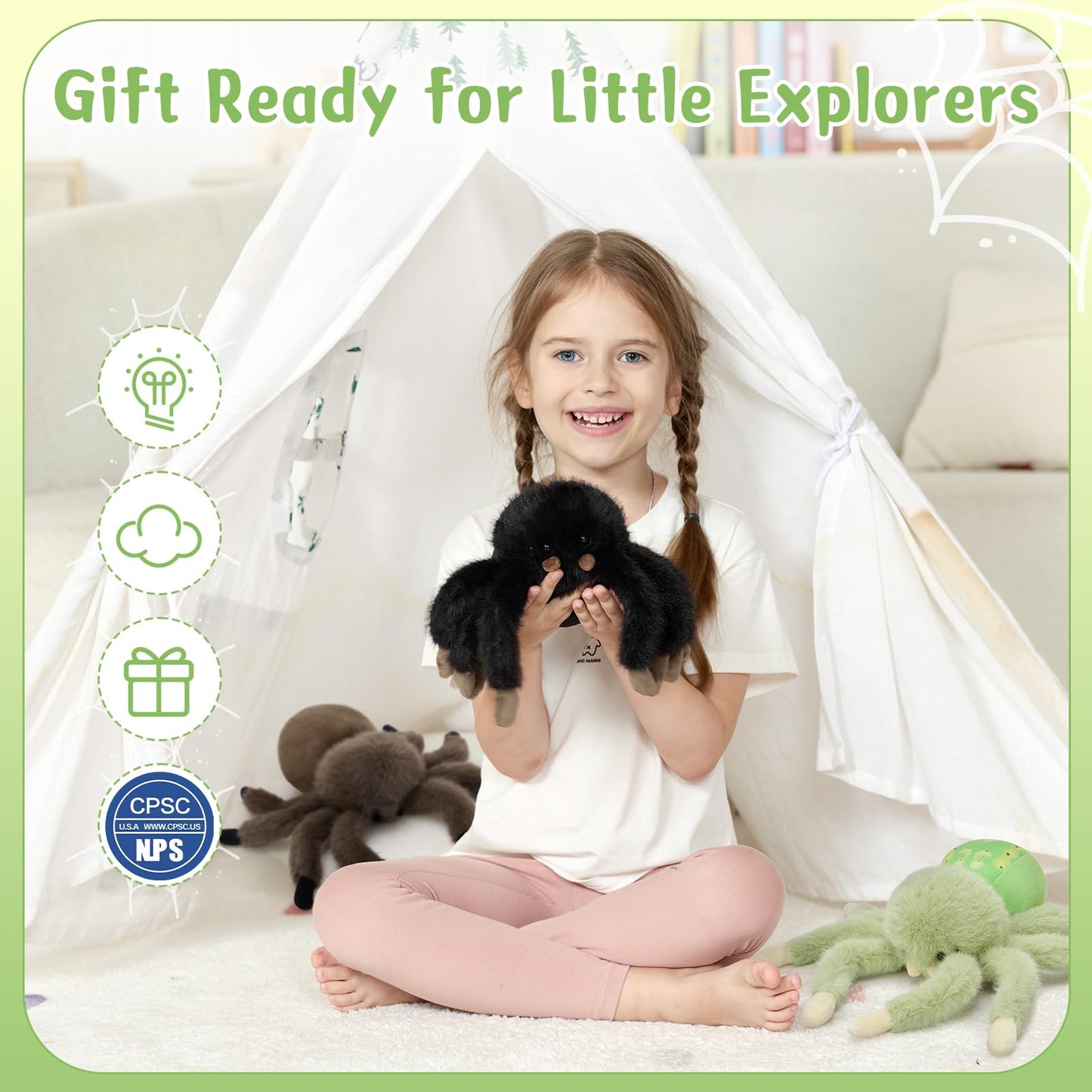 MorisMos 3 Pack Magnetic Spider Plush — 8-Inch Cute Spider Stuffed Animals for Kids, Decor & Gift