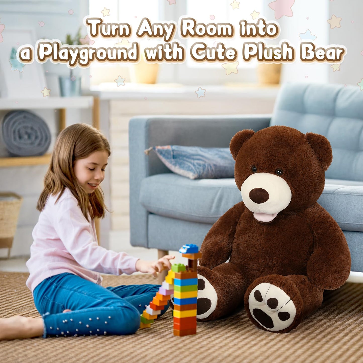 MorisMos Giant Teddy Bear – 39-Inch Dark Brown Plush Toy