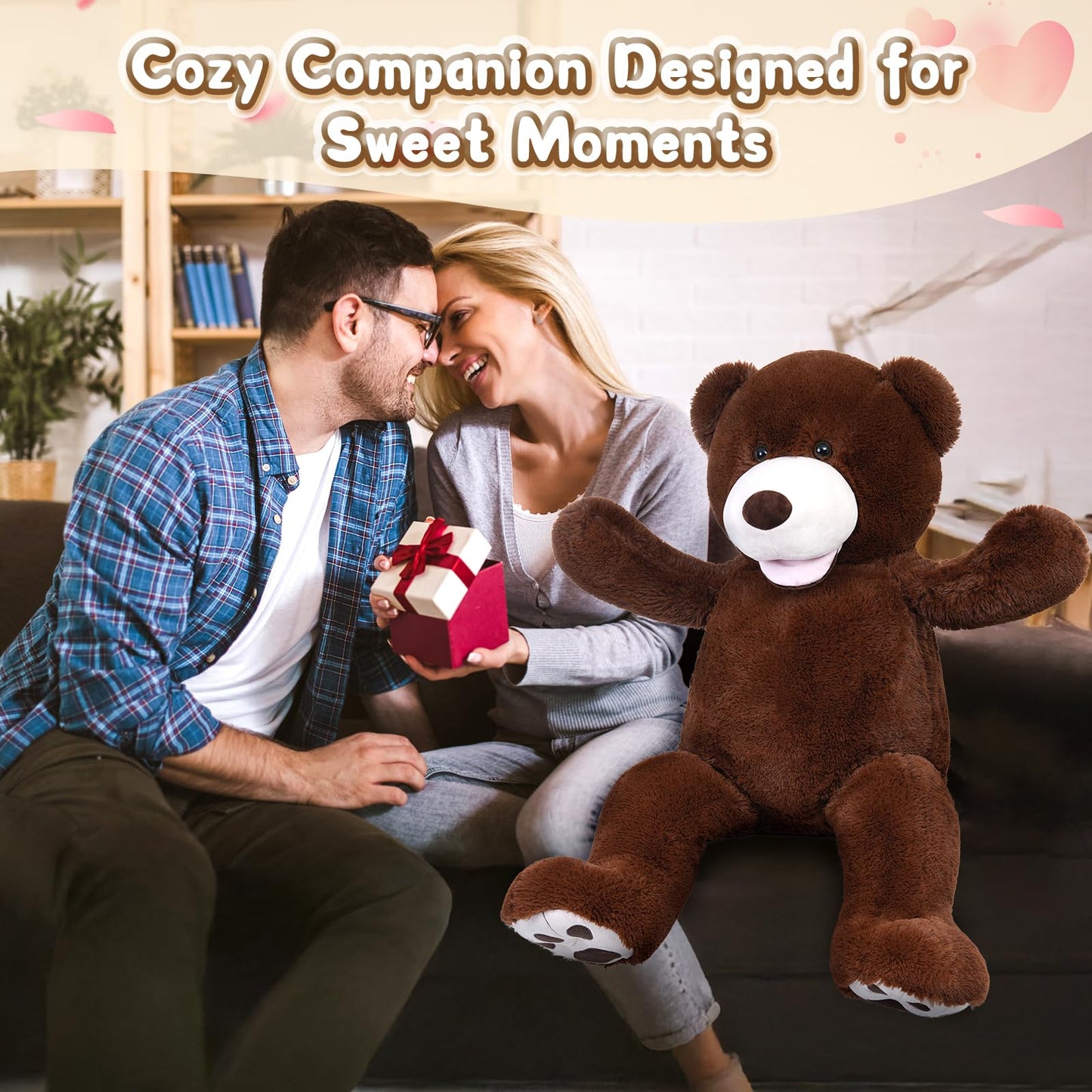 MorisMos Giant Teddy Bear – 39-Inch Dark Brown Plush Toy