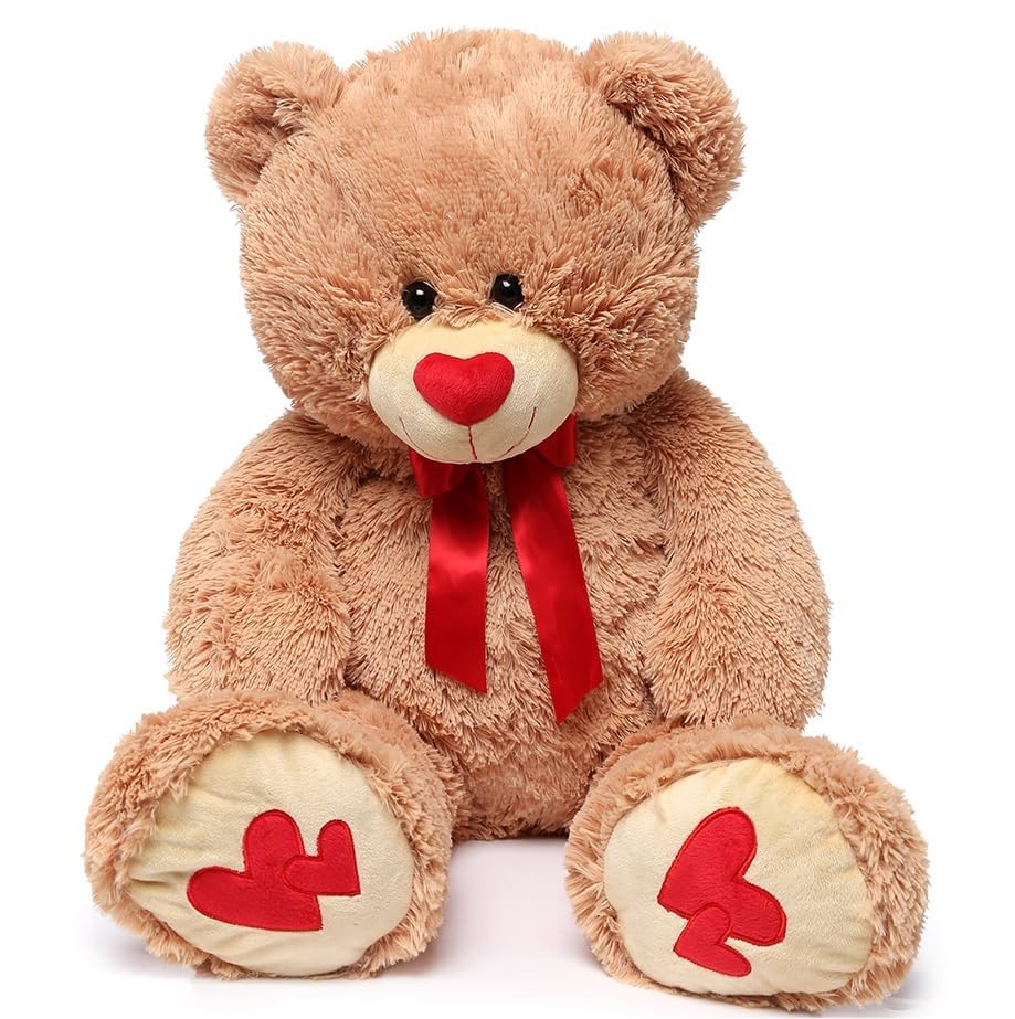 MorisMos Love Heart Giant Teddy Bear 36-Inch Brown Plush with Bow Tie