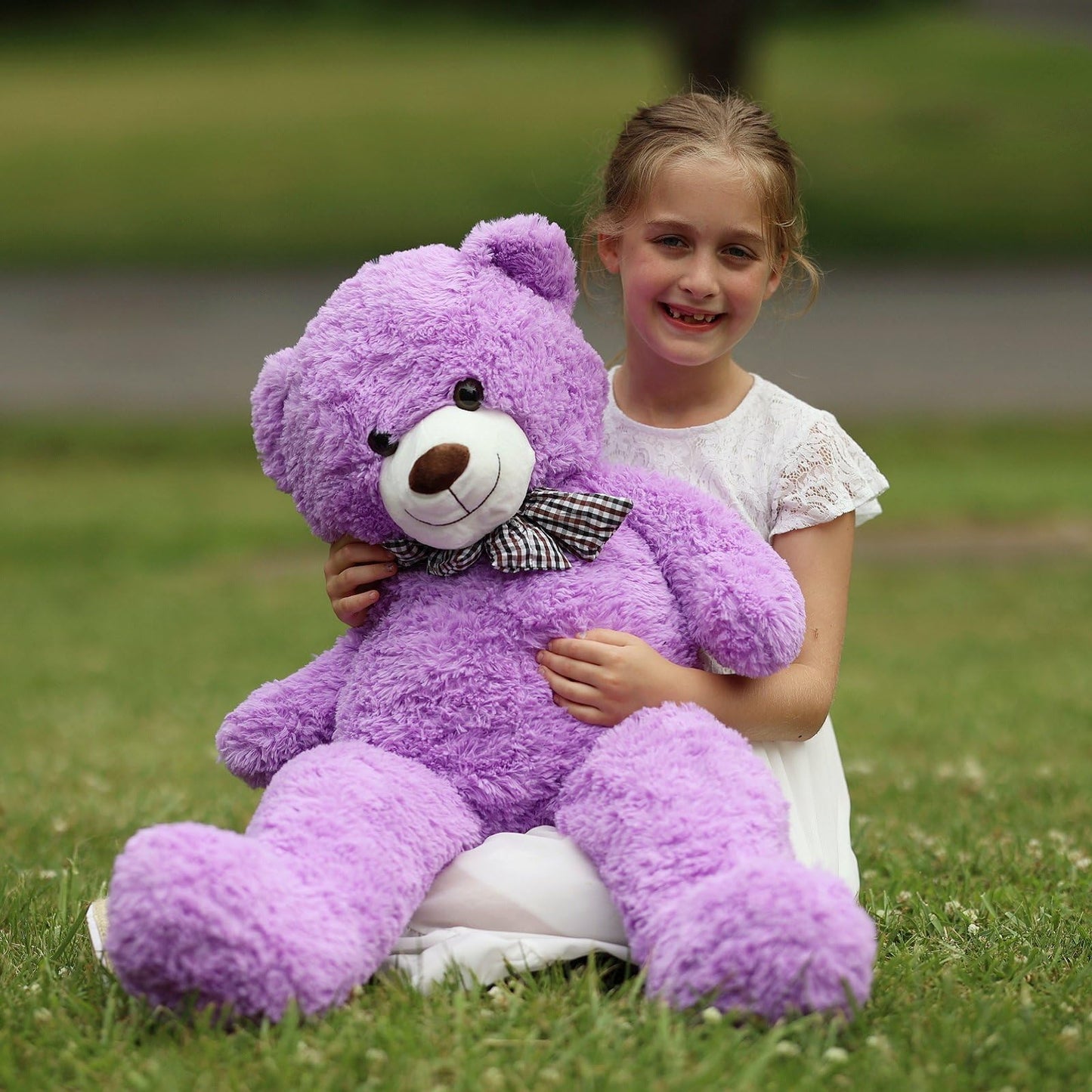 MorisMos 39-Inch Giant Purple Teddy Bear | Large Plush for Cozy Cuddles