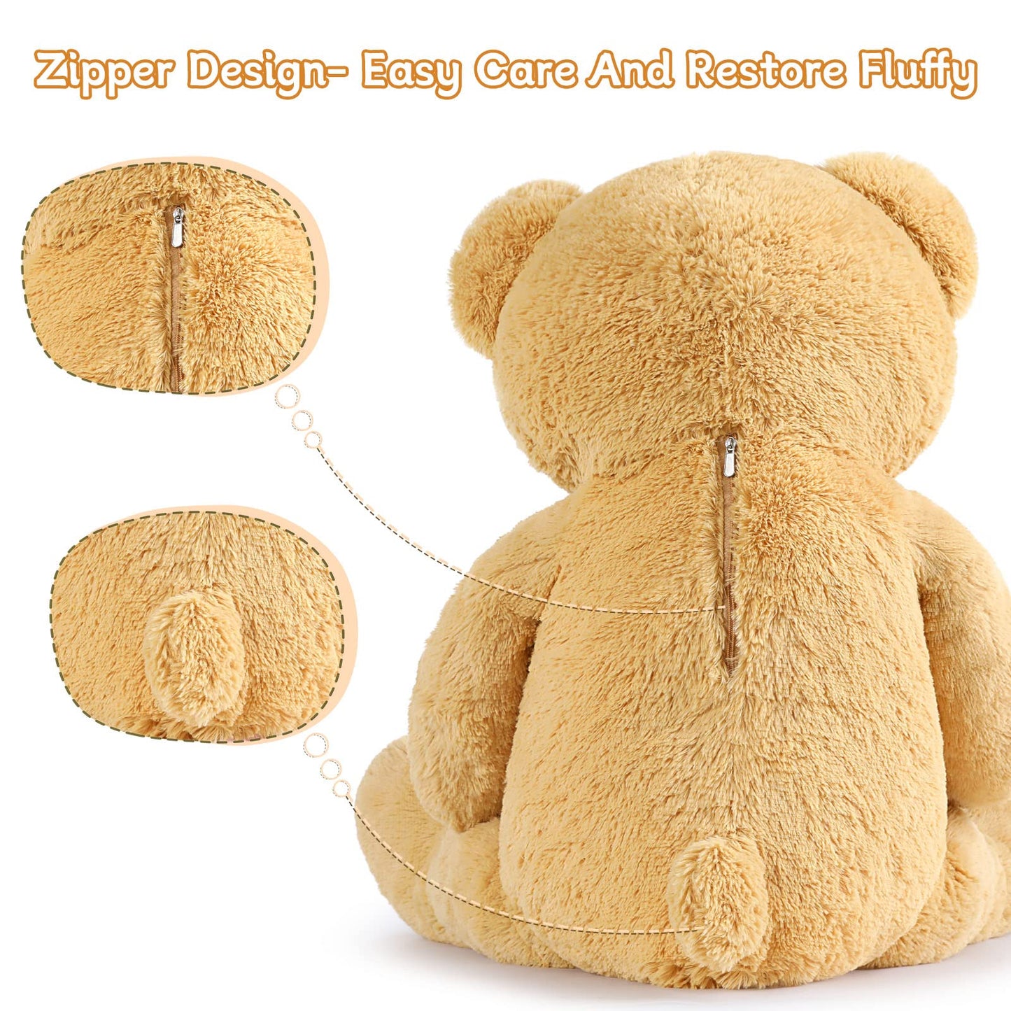 MorisMos 47-Inch Giant Teddy Bear Plush – Large Light Brown Stuffed Bear
