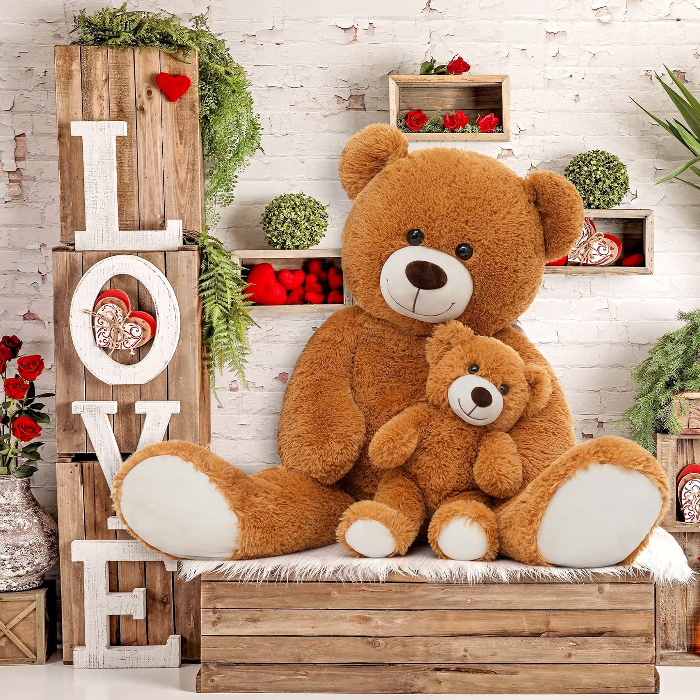 MorisMos Mom & Baby Giant Teddy Bear - 39in Plush for Baby Showers & Cozy Rooms