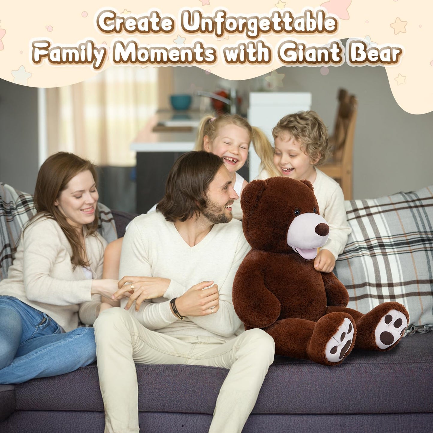 MorisMos Giant Teddy Bear – 39-Inch Dark Brown Plush Toy