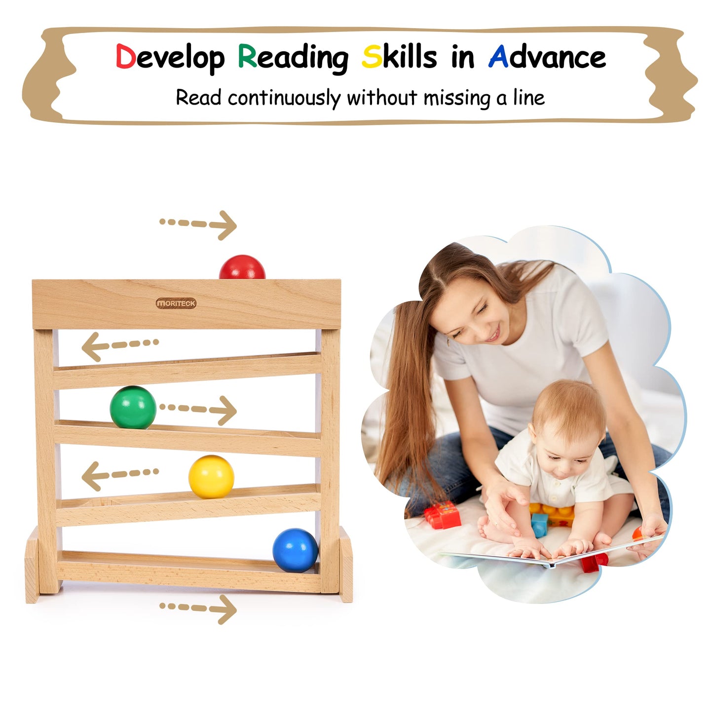 MORITECK Montessori Ball Drop Toy – Wooden Ball Tracker for Toddlers 1-3