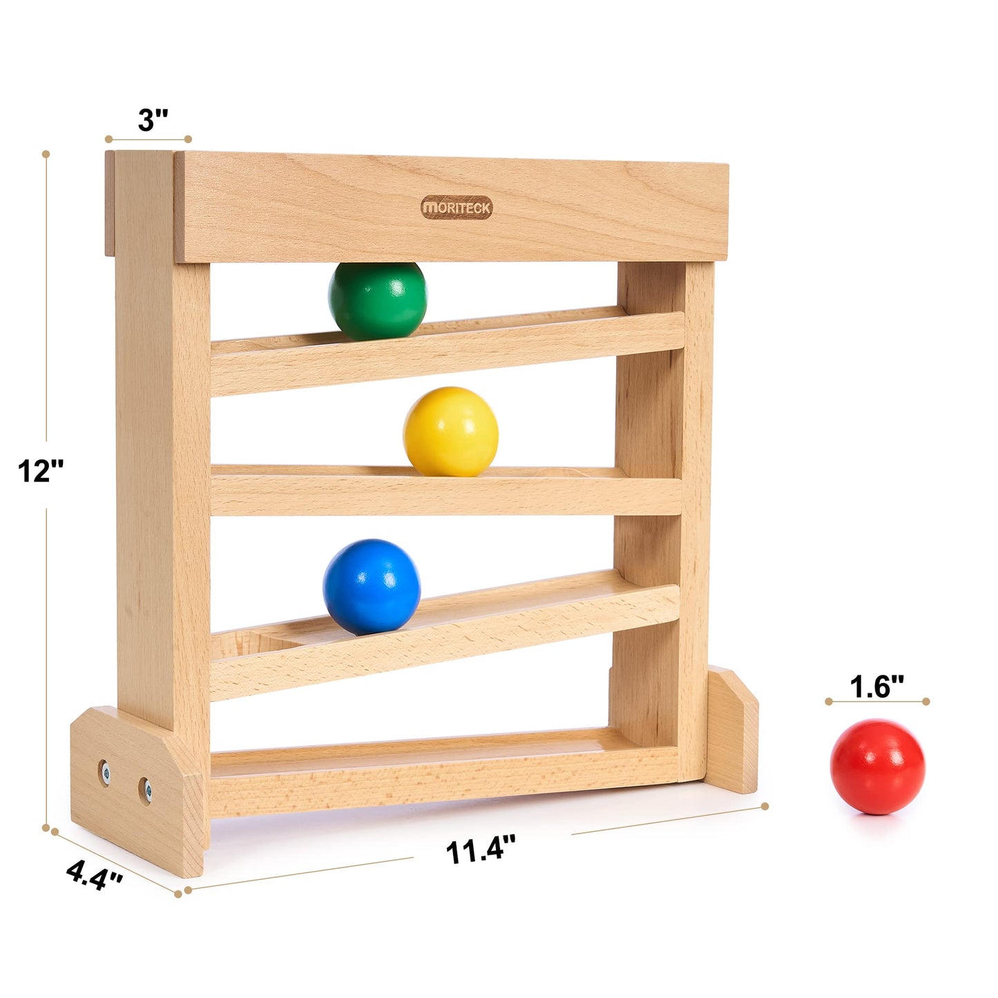 MORITECK Montessori Ball Drop Toy – Wooden Ball Tracker for Toddlers 1-3