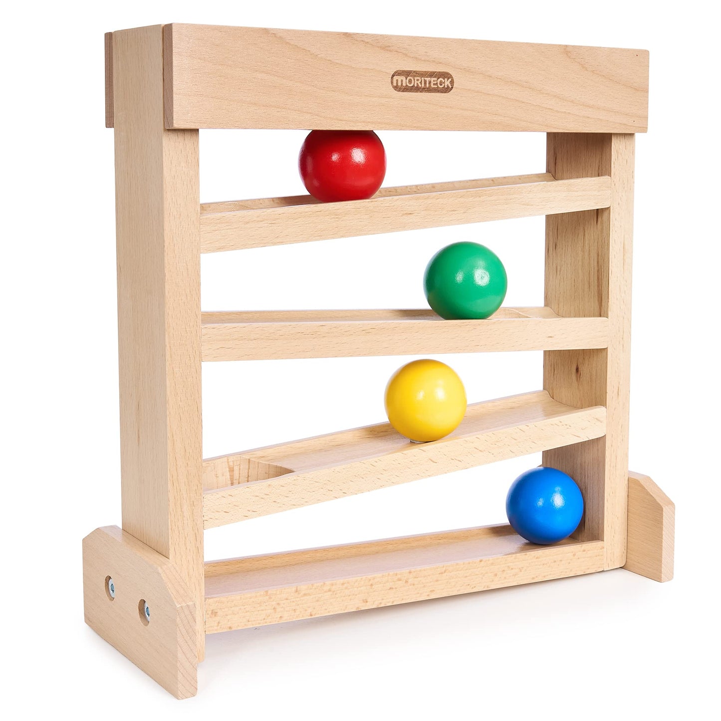 MORITECK Montessori Ball Drop Toy – Wooden Ball Tracker for Toddlers 1-3