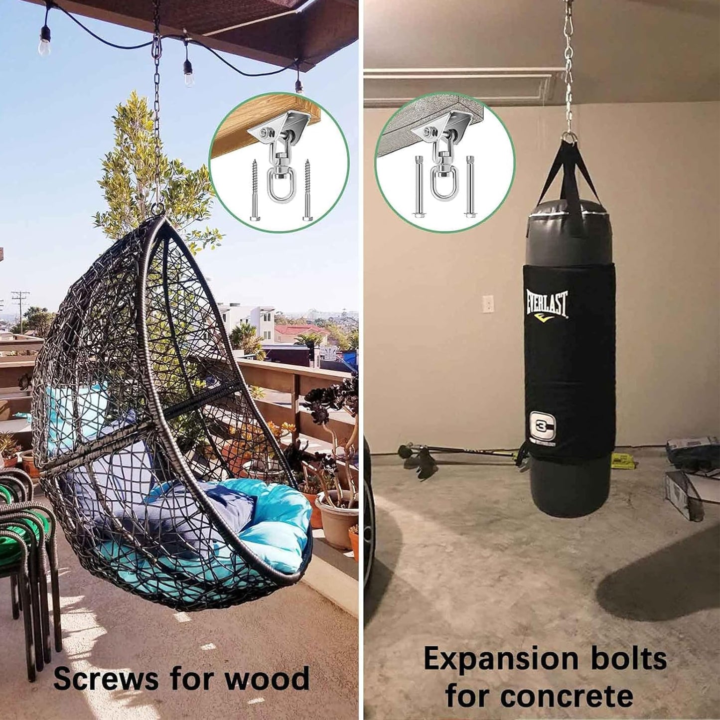 Mornihima Swing Hanger – 360° Stainless Steel Hammock Brackets, 2000lb Capacity (2-Pack)