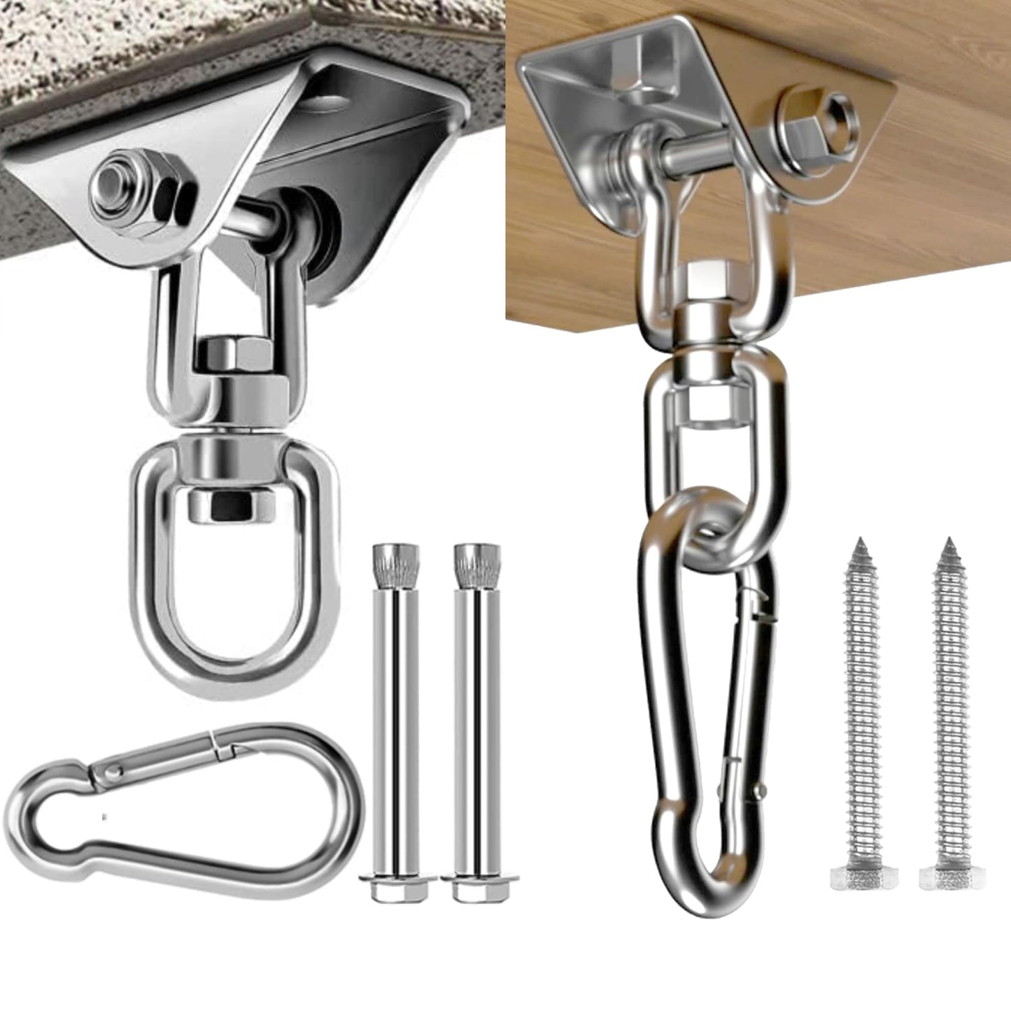 Mornihima Swing Hanger – 360° Stainless Steel Hammock Brackets, 2000lb Capacity (2-Pack)