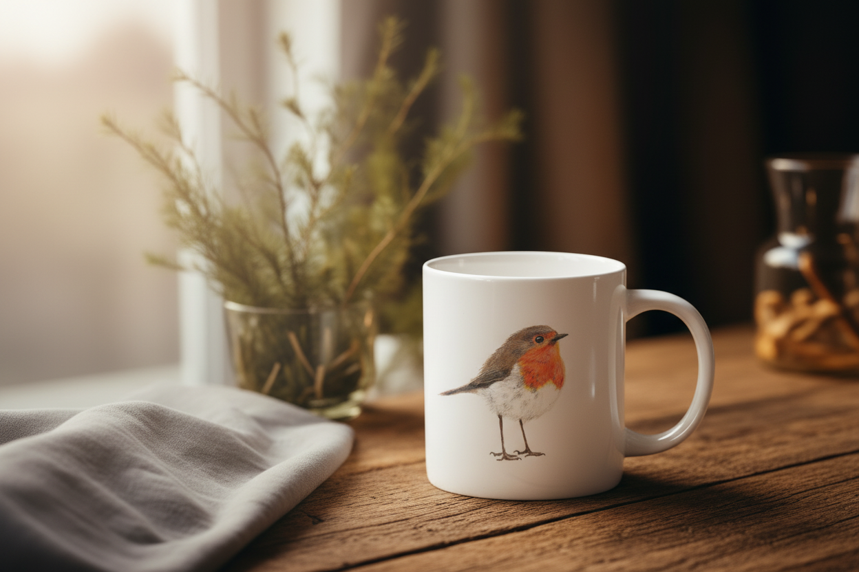 Robin Bird Mug – Ceramic Wildlife Coffee Cup