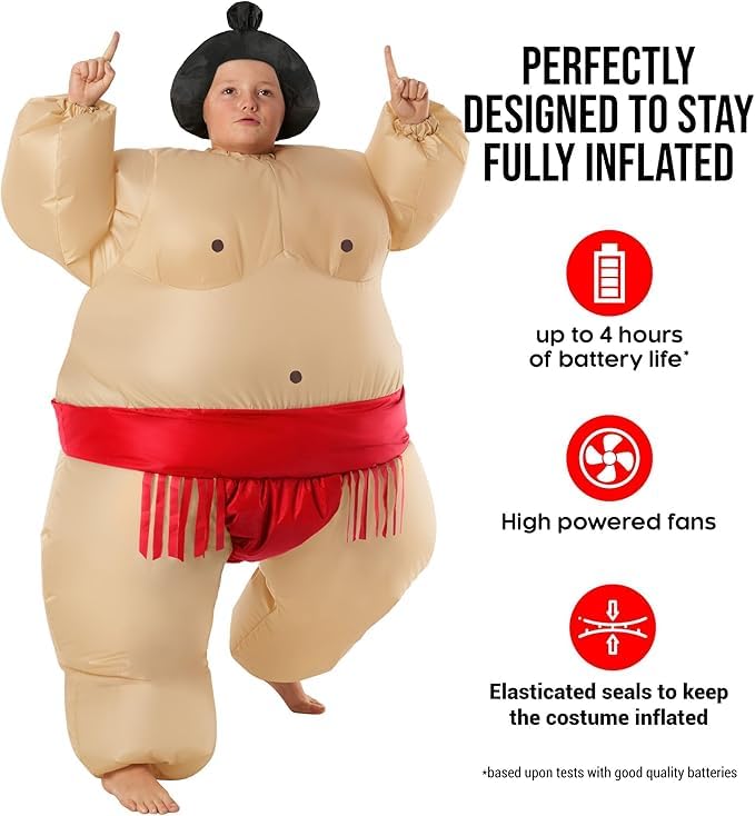Morph Inflatable Sumo Wrestler Costume for Kids | Red Sumo Suit for Halloween & Play