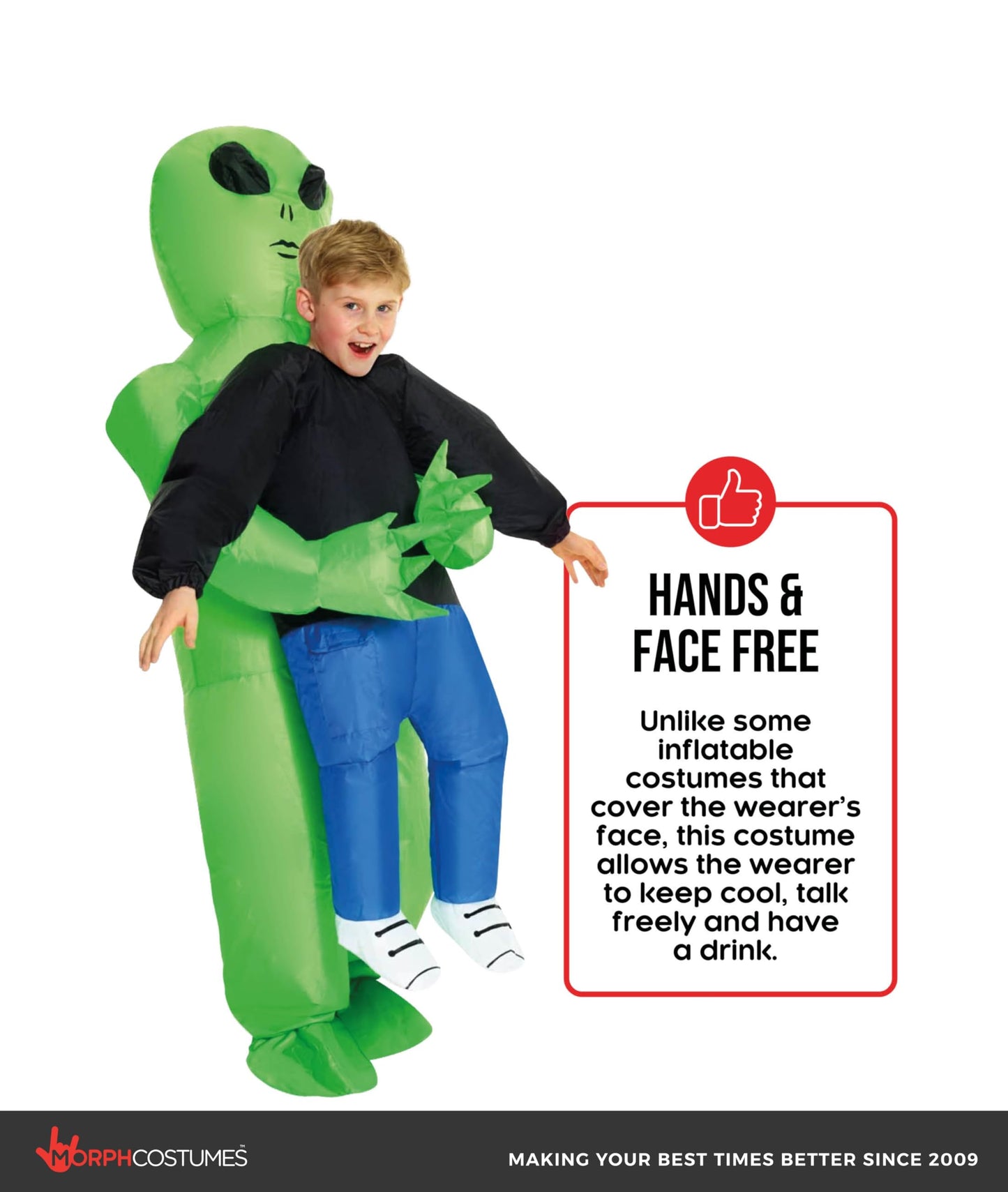 Morph Kids Alien Costume – Inflatable Alien Costume for Kids | Boys Blow-Up Costume