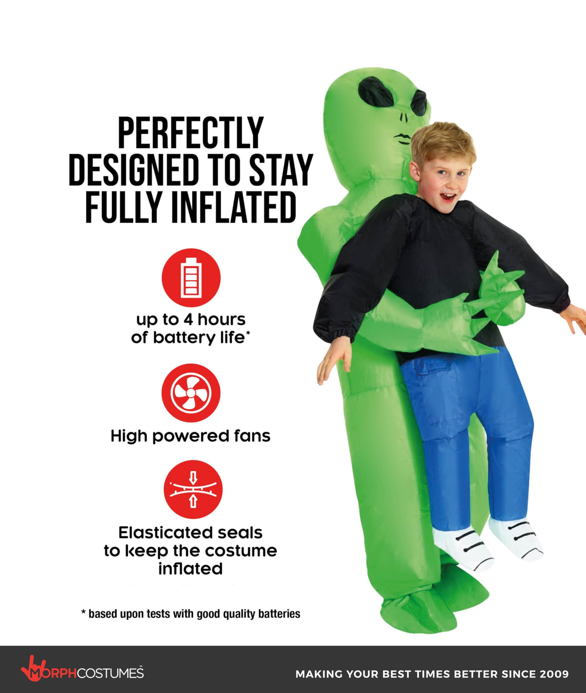 Morph Kids Alien Costume – Inflatable Alien Costume for Kids | Boys Blow-Up Costume