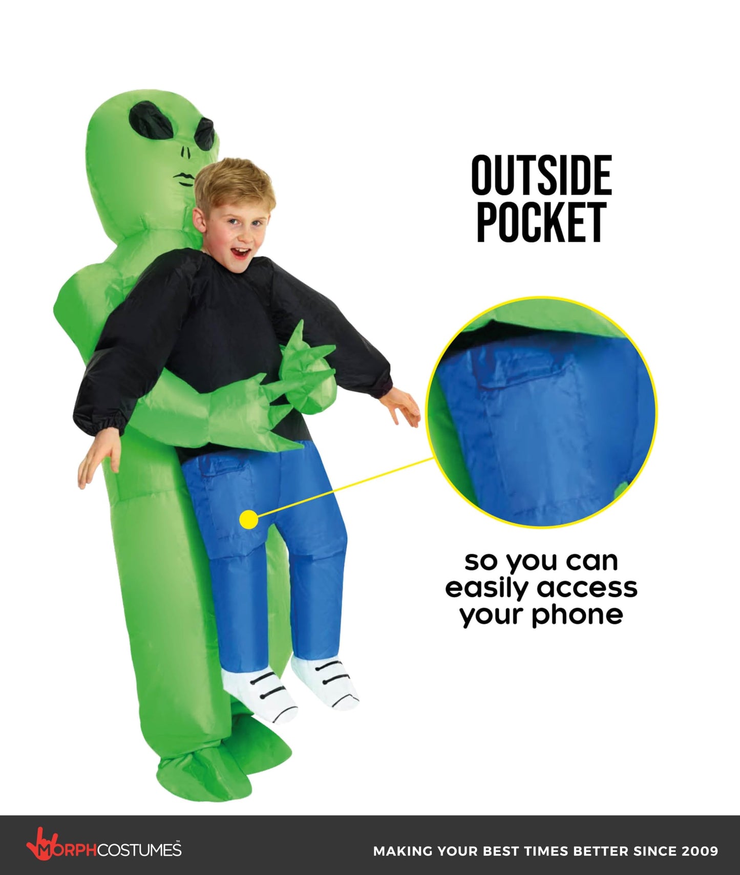 Morph Kids Alien Costume – Inflatable Alien Costume for Kids | Boys Blow-Up Costume
