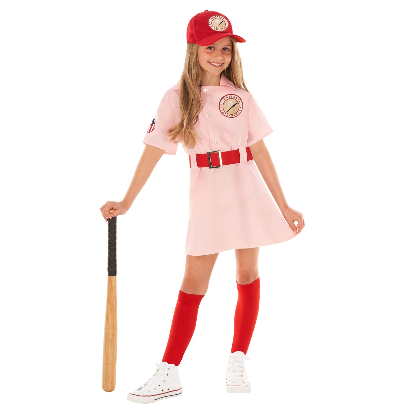 Morph Pink Baseball Costume for Girls – 7-9 Years | Kids Softball Halloween Outfit