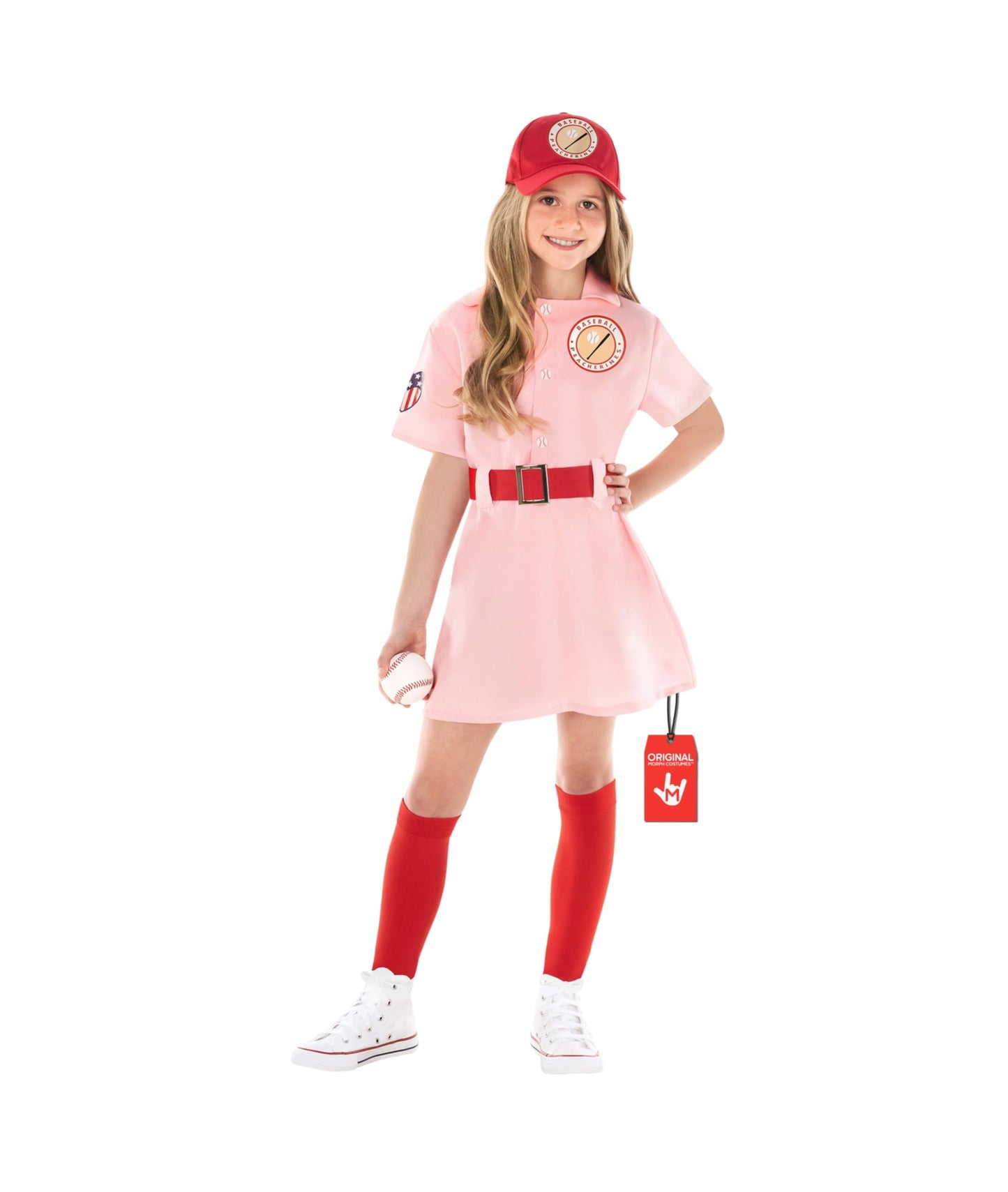 Morph Pink Baseball Costume for Girls – 7-9 Years | Kids Softball Halloween Outfit