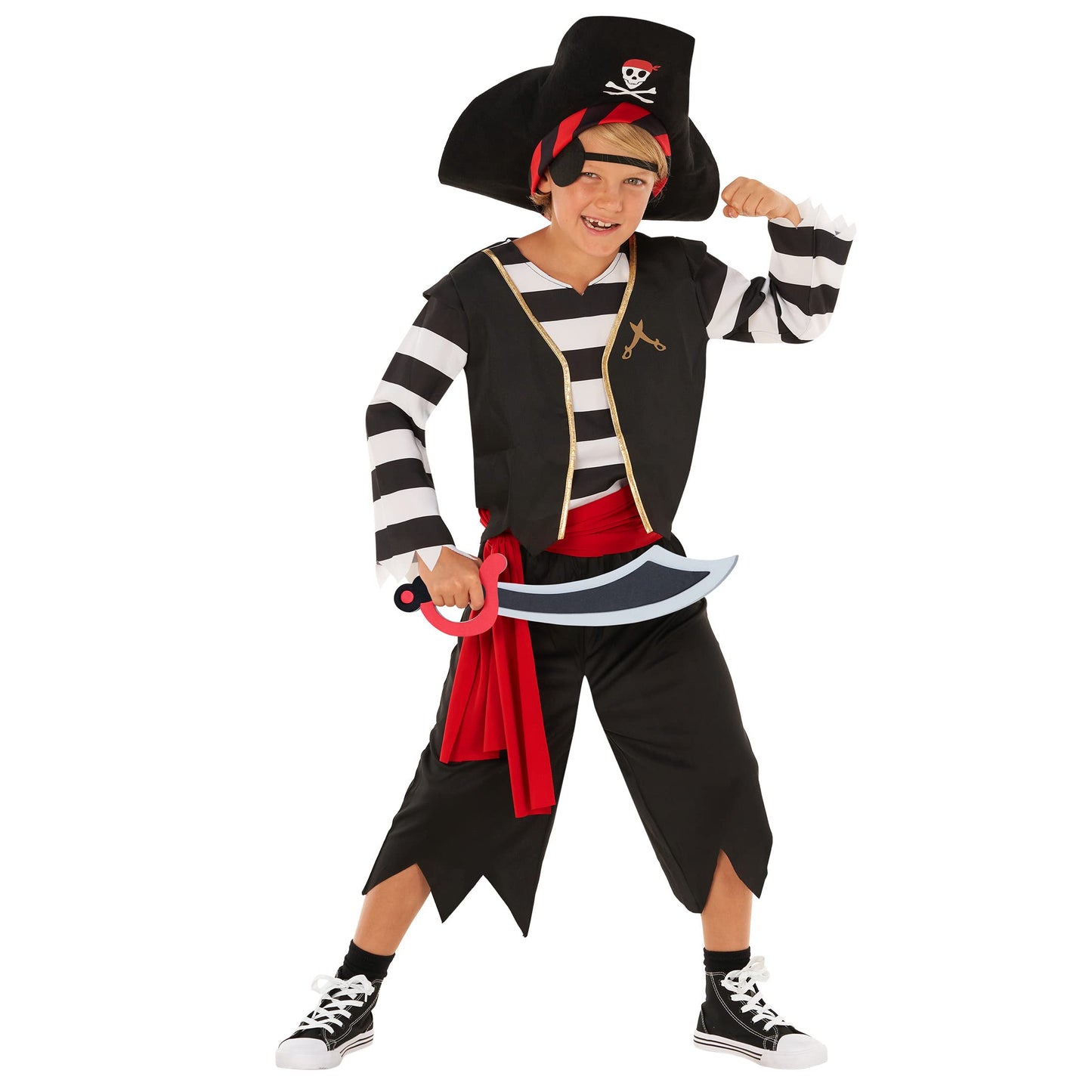 Morph Pirate Costume for Boys — Black & White Pirate Outfit, Size Small
