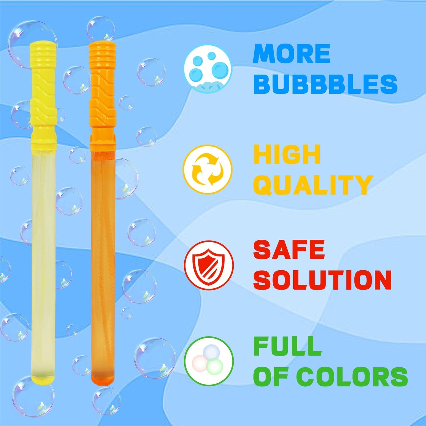 MorTime 24 Pack Bubble Wands for Kids - 8 Colors, 4.1 oz Solution | Easter Party Fun