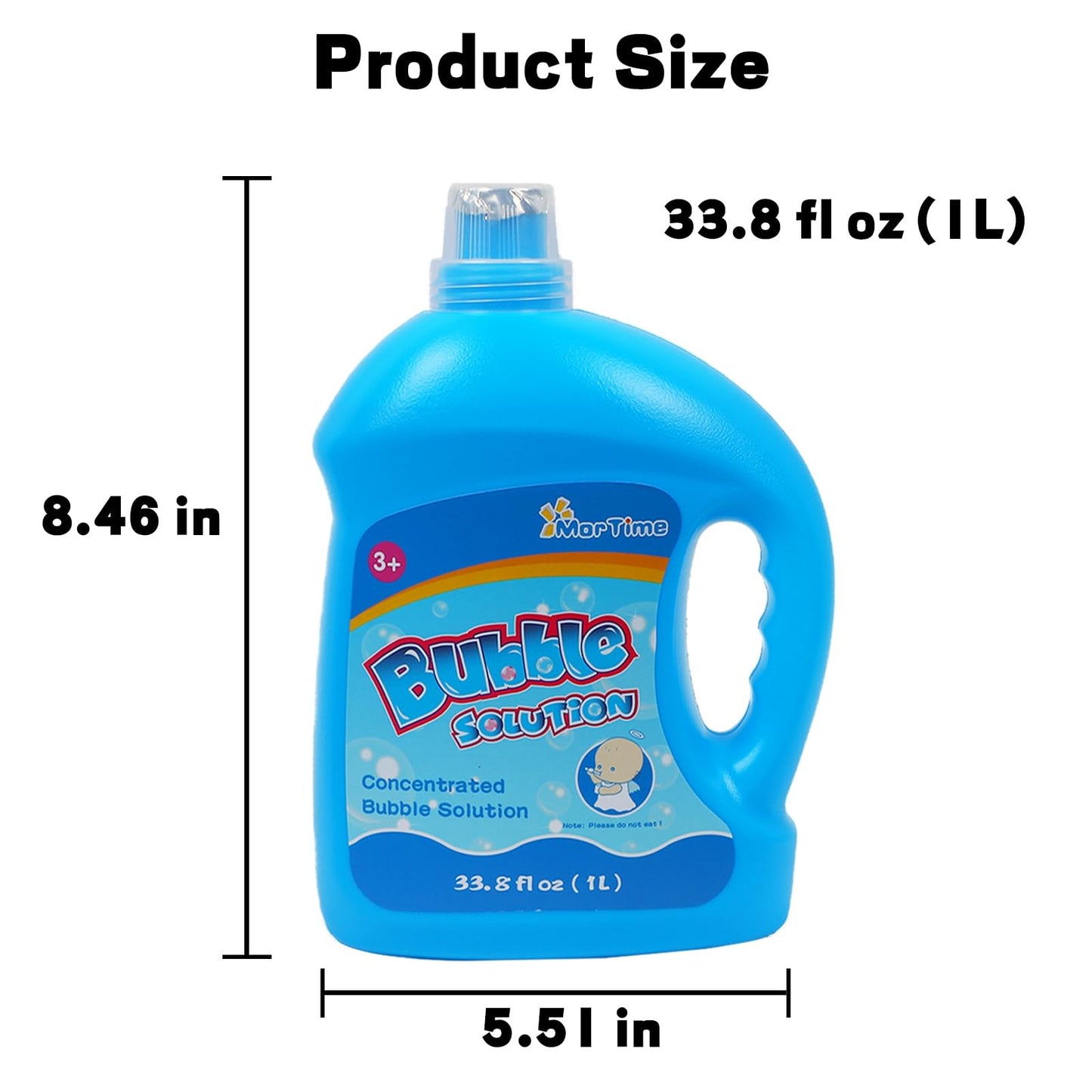MorTime 3 Bottles Bubble Solution Refills – 3 L / 101 oz Concentrated Refill for Bubble Wands, Machines & Blowers