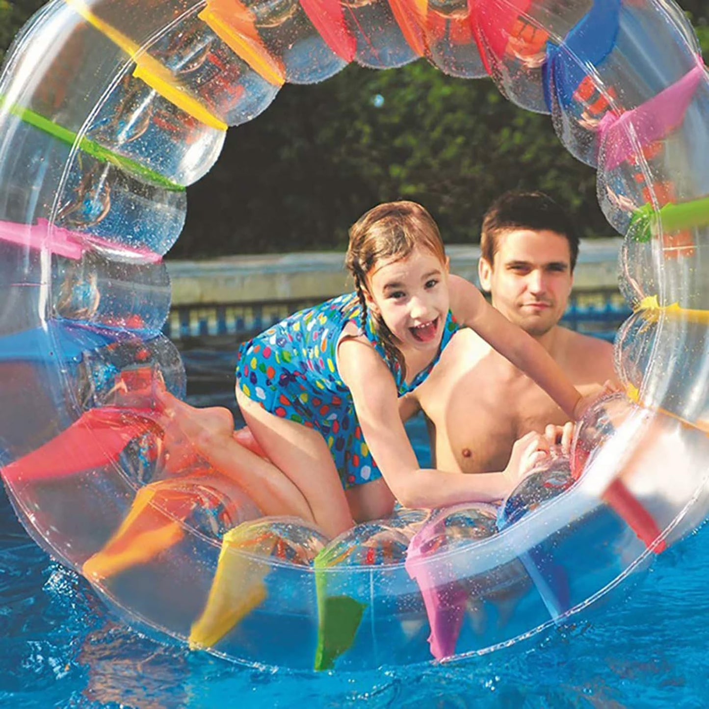 MorTime Inflatable Roller Float 40'' Colorful Water Wheel – Pool Toy for Kids and Adults