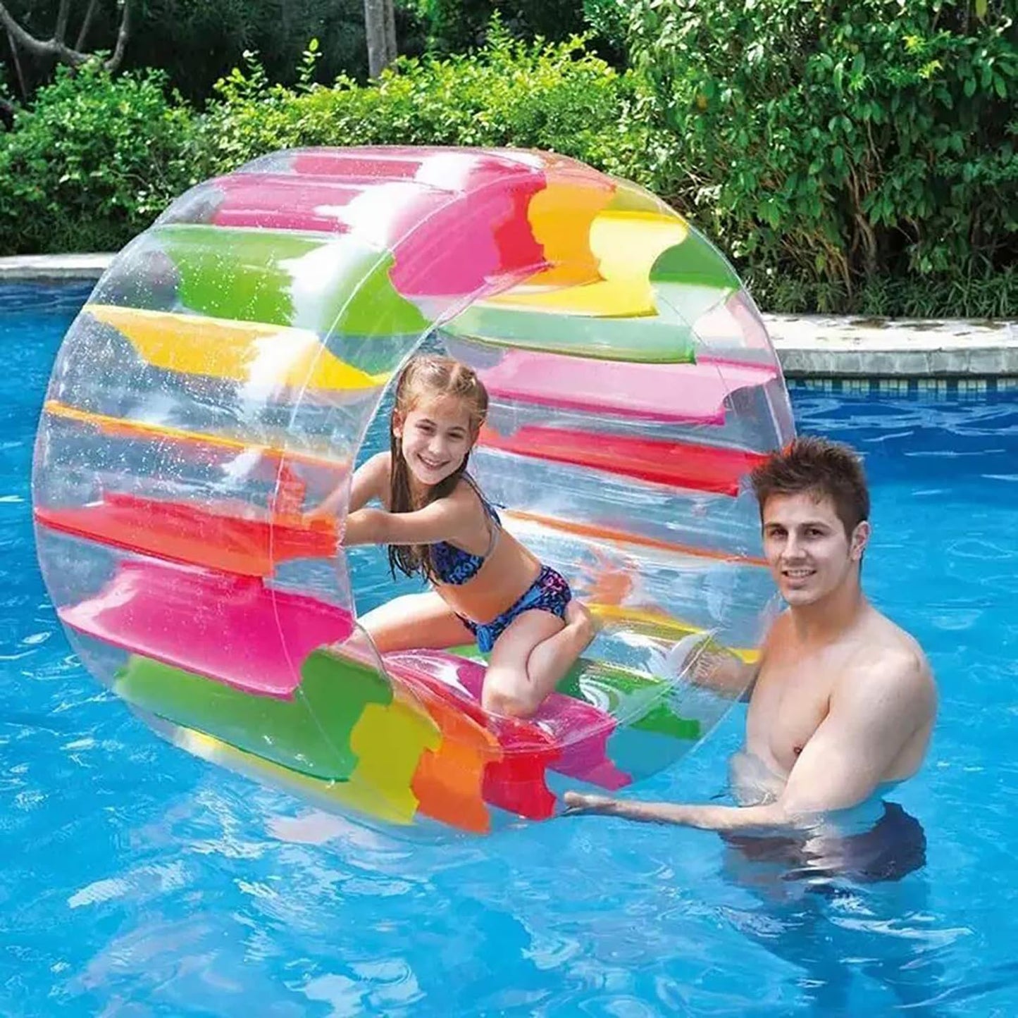 MorTime Inflatable Roller Float 40'' Colorful Water Wheel – Pool Toy for Kids and Adults