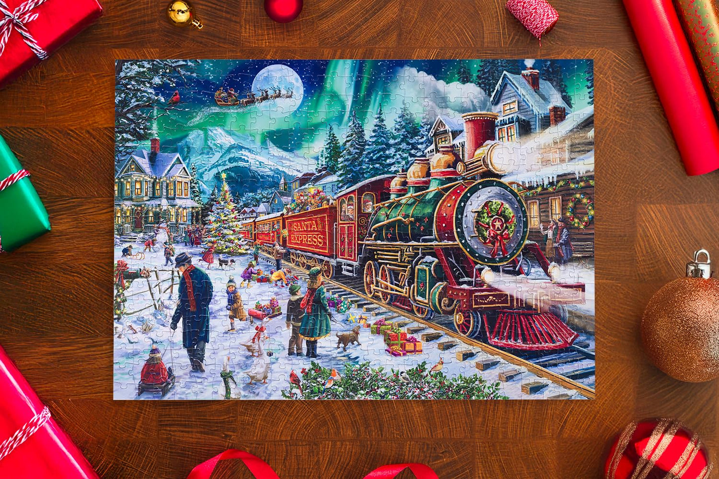 Mosaic Puzzles: Christmas Cheer on The Tracks - Premium 500-Piece Jigsaw for Adults