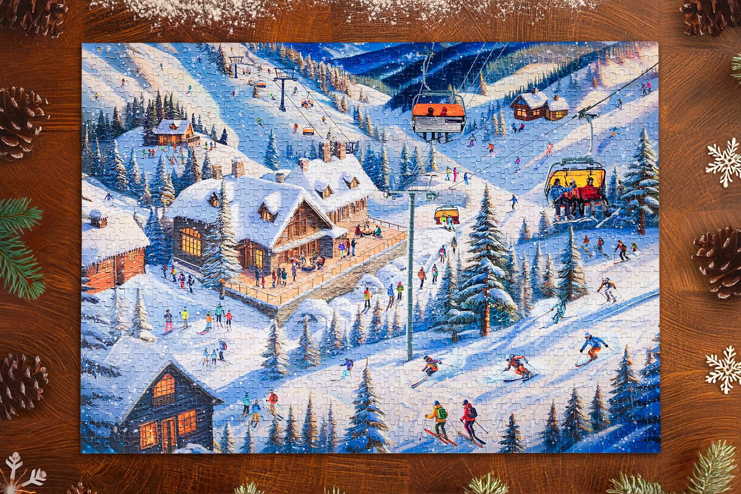 Mosaic Puzzles Ski Chalet Getaway 1000-Piece Premium Jigsaw Puzzle for Adults