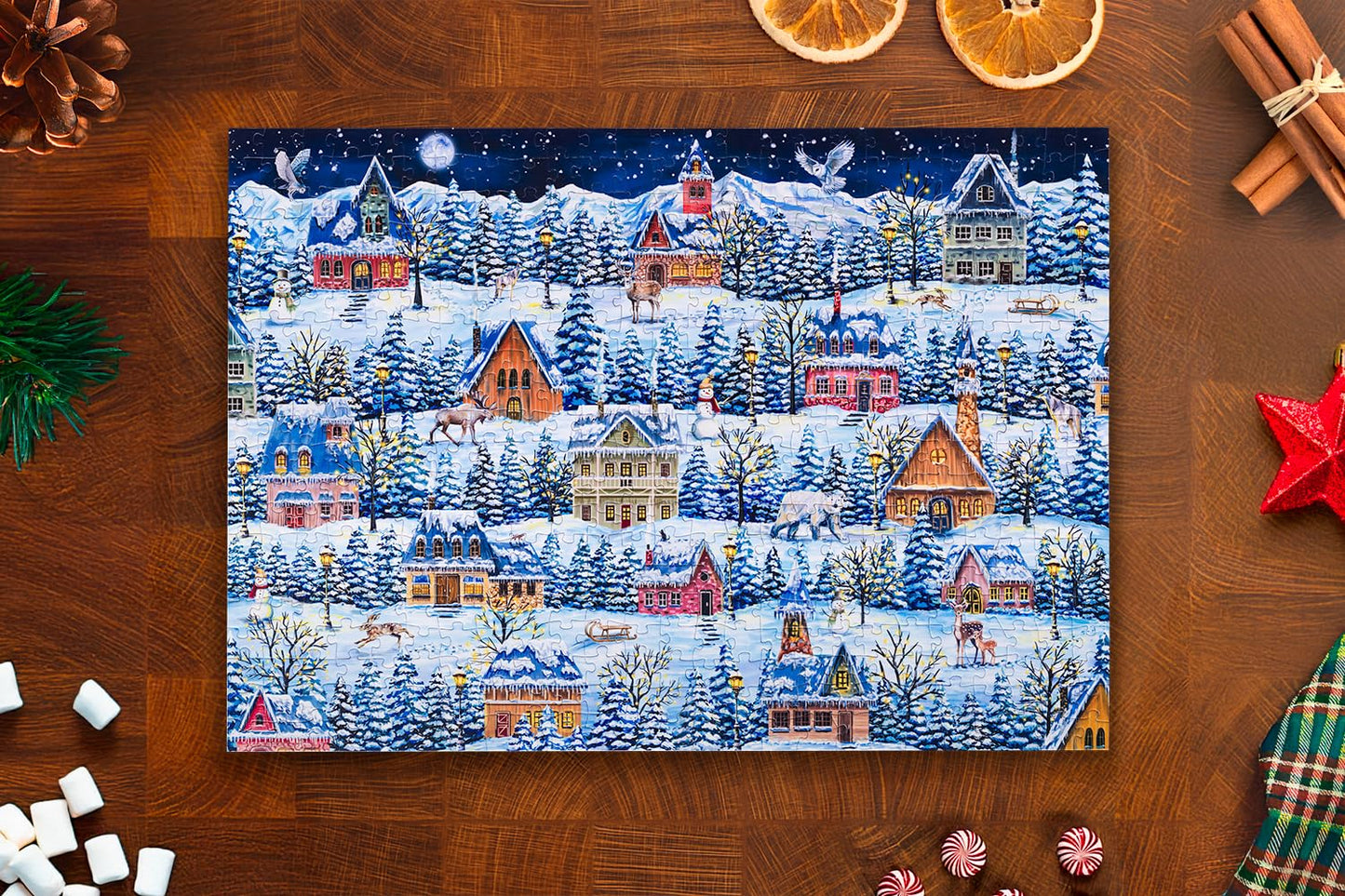 Mosaic Puzzles: Winter Village Wanderers – 500-Piece Christmas Puzzle for Adults