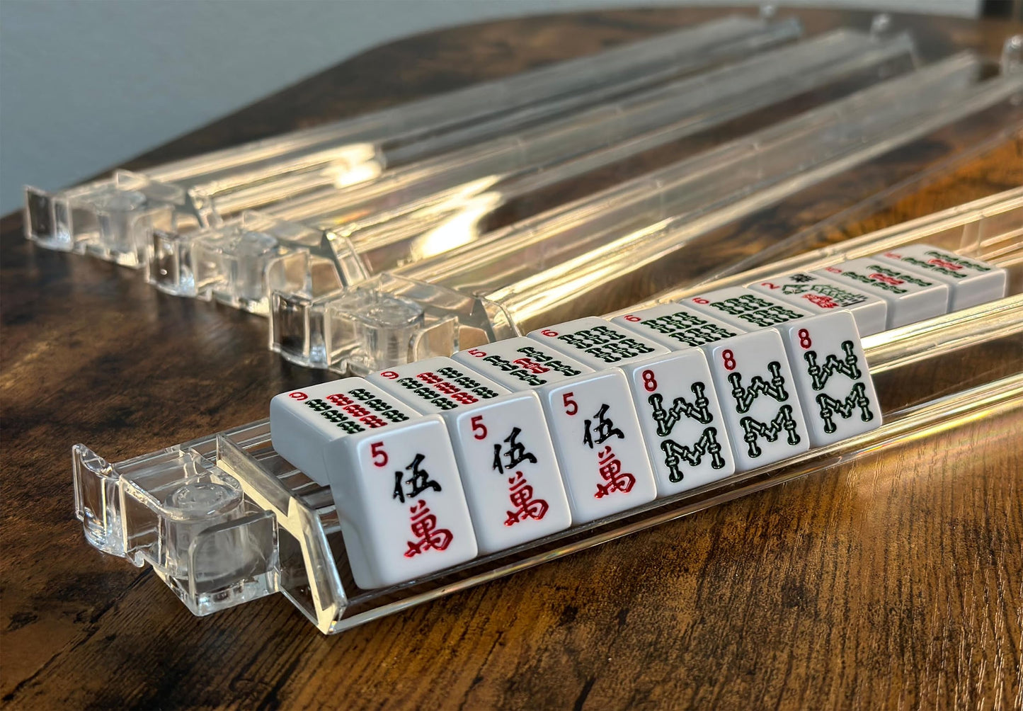 Mose Cafolo 4-Pack Clear Mahjong Pushers – 18-Inch Acrylic Rack Pusher
