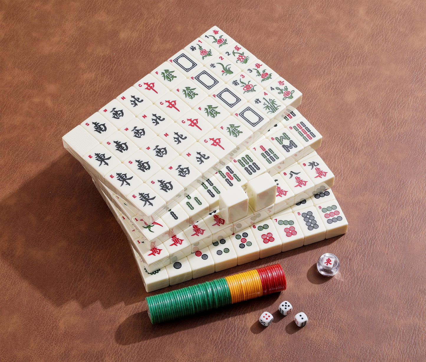 Mose Cafolo Chinese Mahjong Set — 1.5-Inch X-Large 144-Tile Melamine with Travel Case