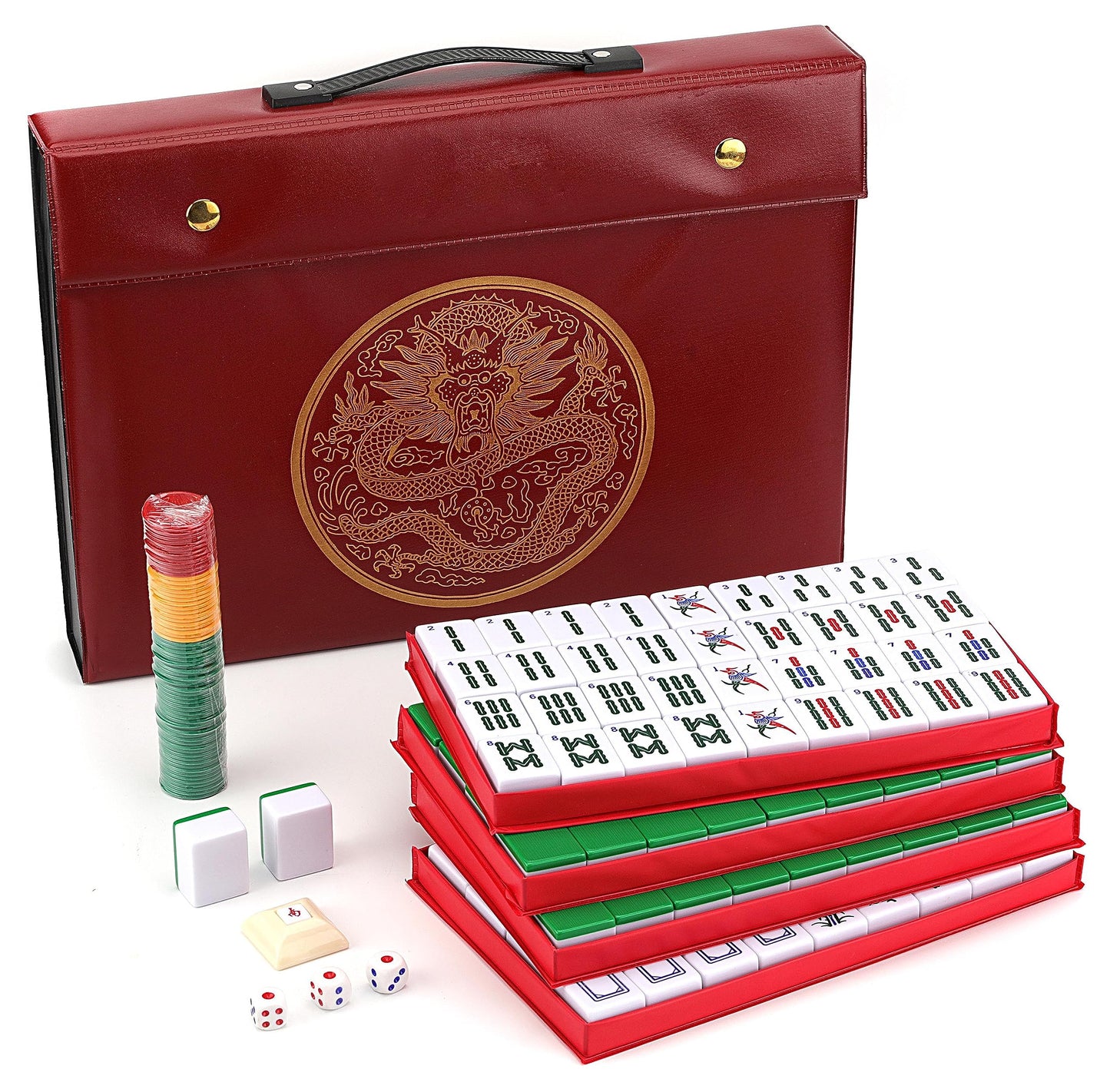 Mose Cafolo X-Large Chinese Mahjong Set – 146 Melamine Tiles, Travel Case, English Manual