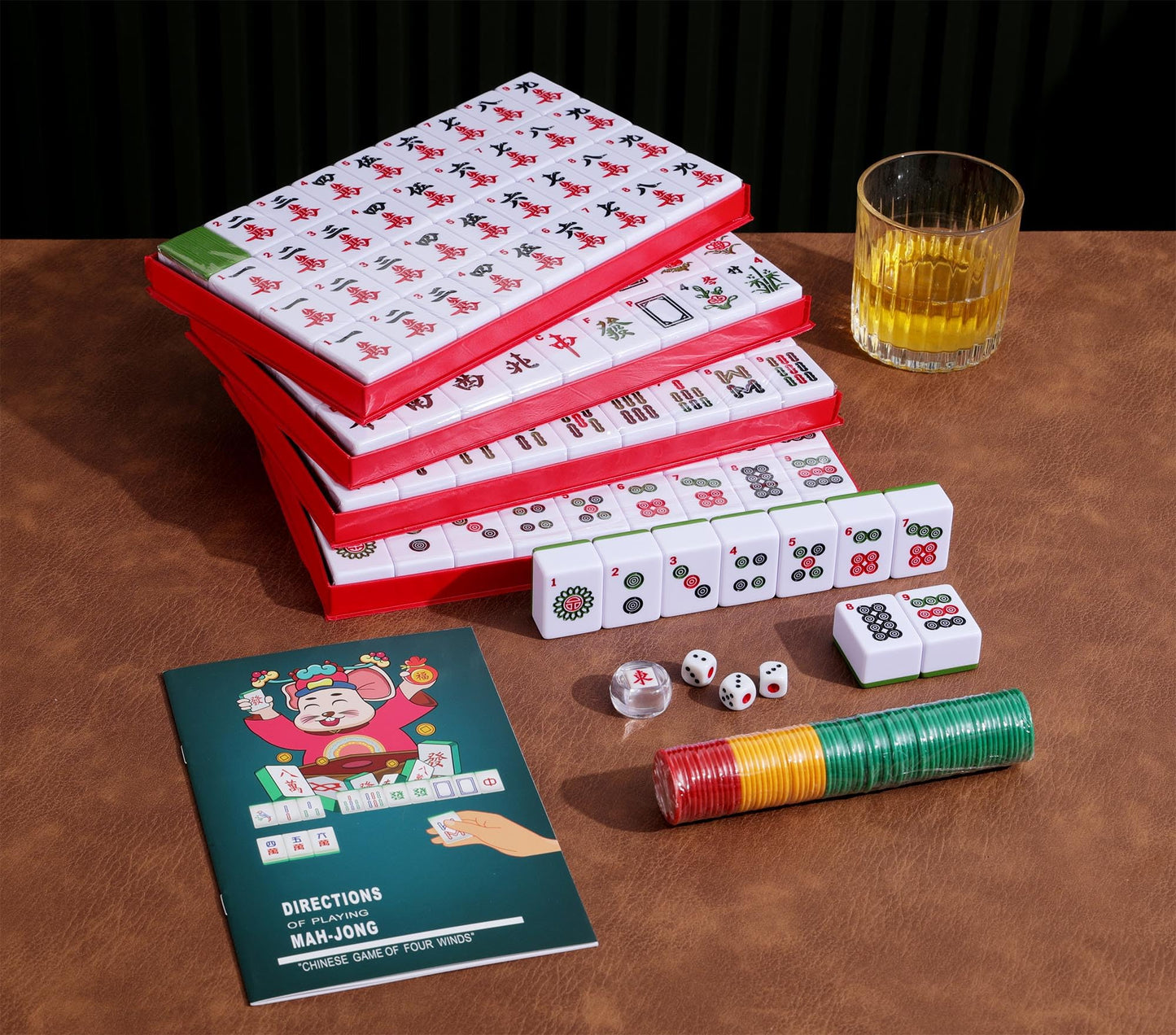 Mose Cafolo X-Large Chinese Mahjong Set – 146 Melamine Tiles, Travel Case, English Manual