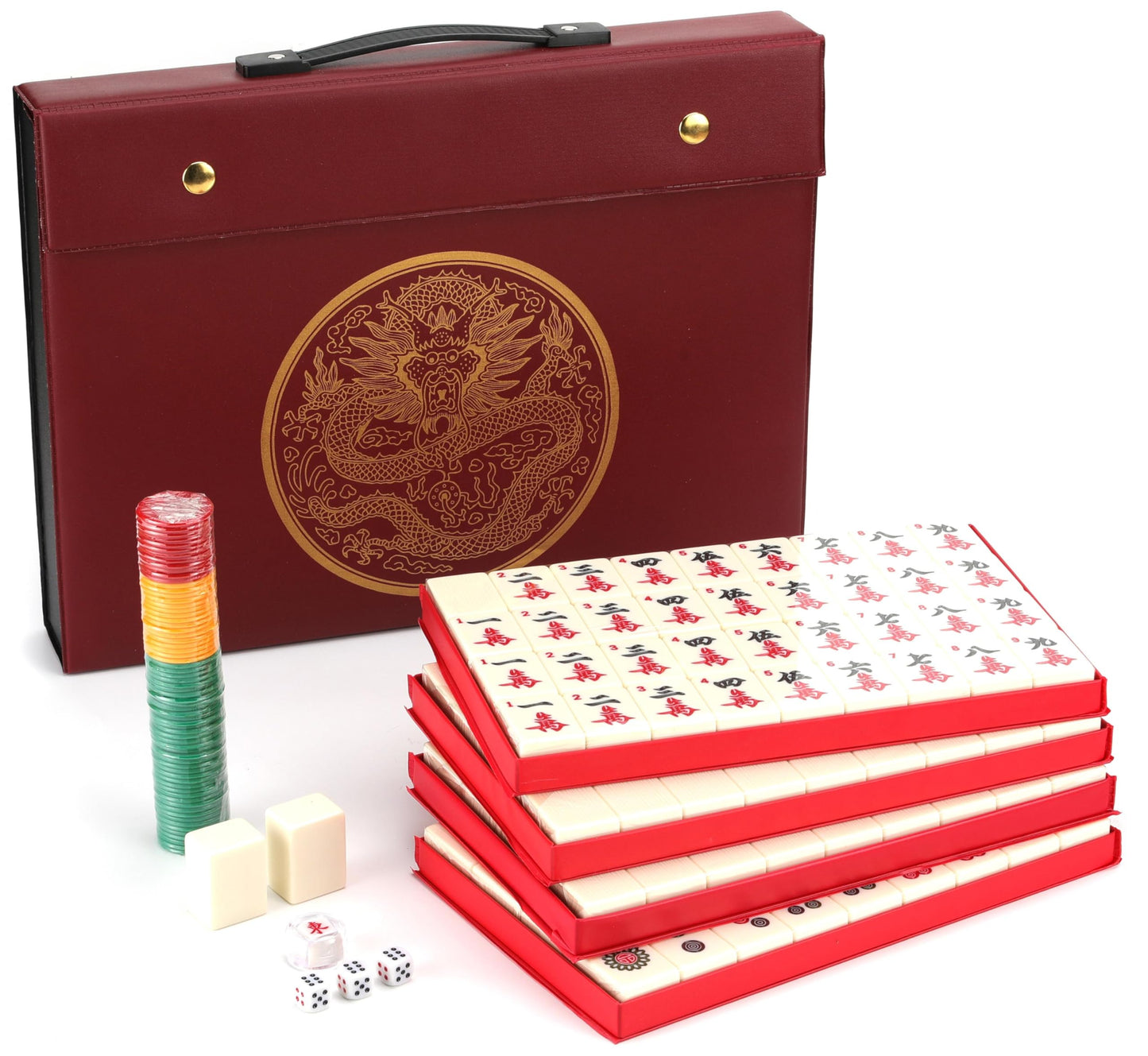 Mose Cafolo Chinese Mahjong Set — 1.5-Inch X-Large 144-Tile Melamine with Travel Case