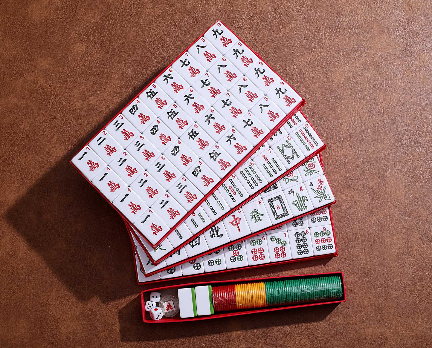 Mose Cafolo Professional Chinese Mahjong Game Set – Large Tiles, 146-Tile Complete Set with Carrying Case