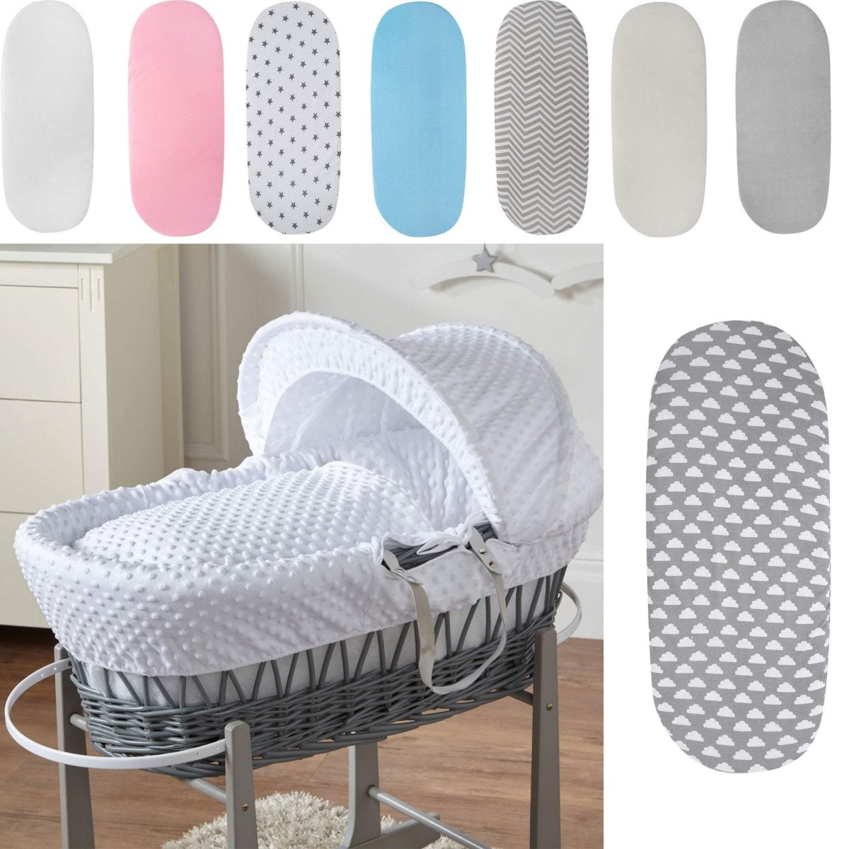 Moses Basket Jersey Fitted Sheet 100% Cotton - Pack Of 4