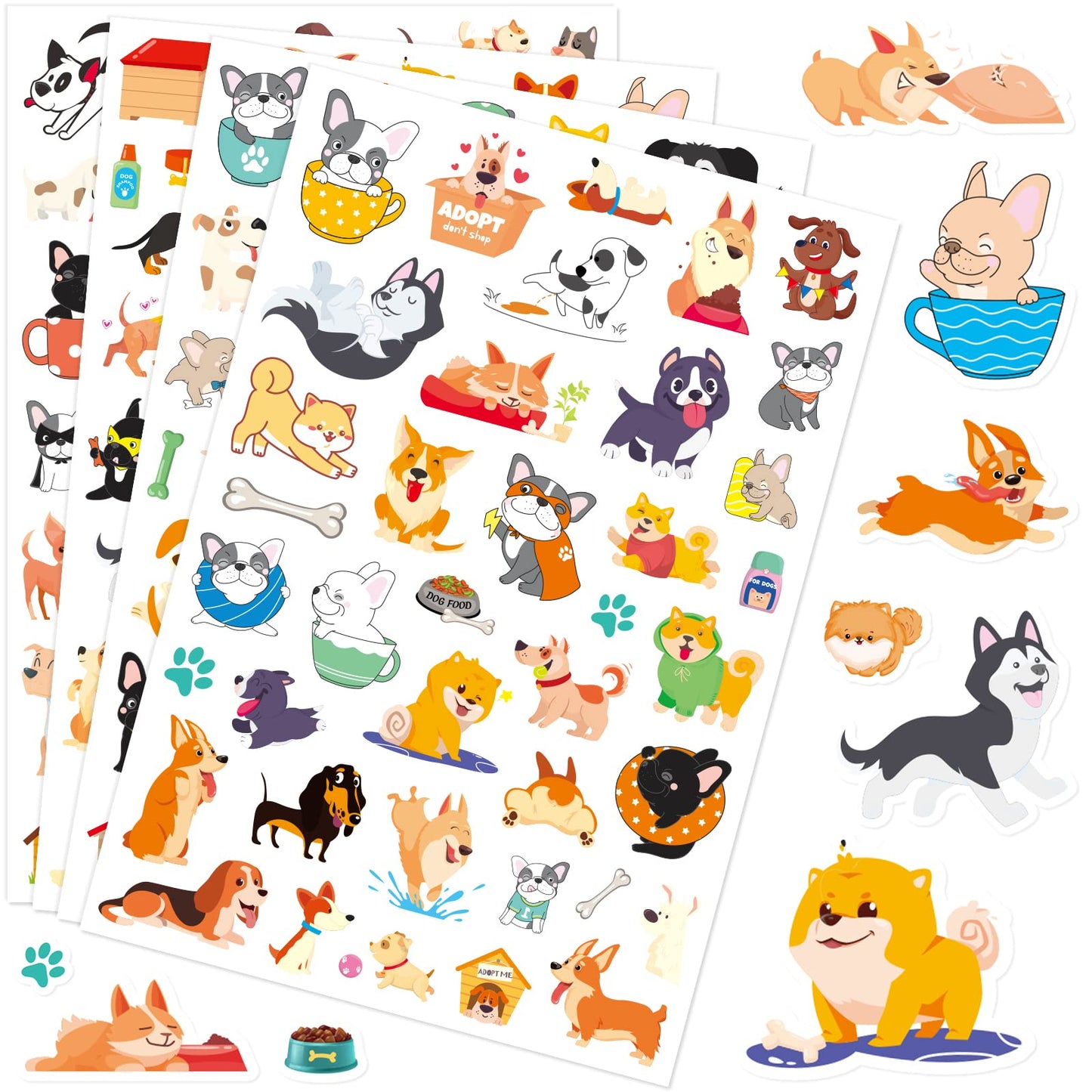 MoShining Cute Dog Stickers Kit – 780 Count Puppy Pet Vinyl Stickers for Water Bottles, Laptops & Party Favors