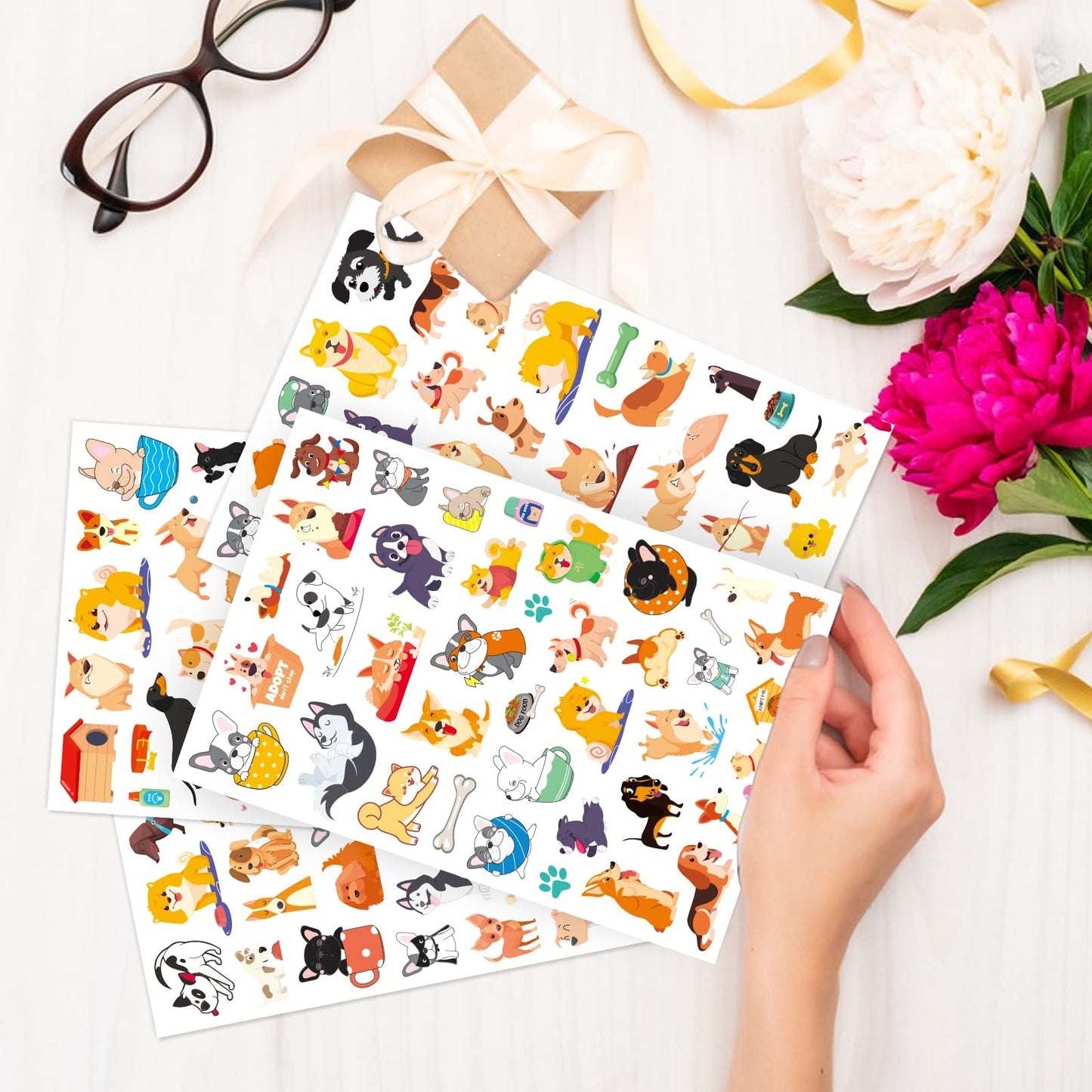 MoShining Cute Dog Stickers Kit – 780 Count Puppy Pet Vinyl Stickers for Water Bottles, Laptops & Party Favors
