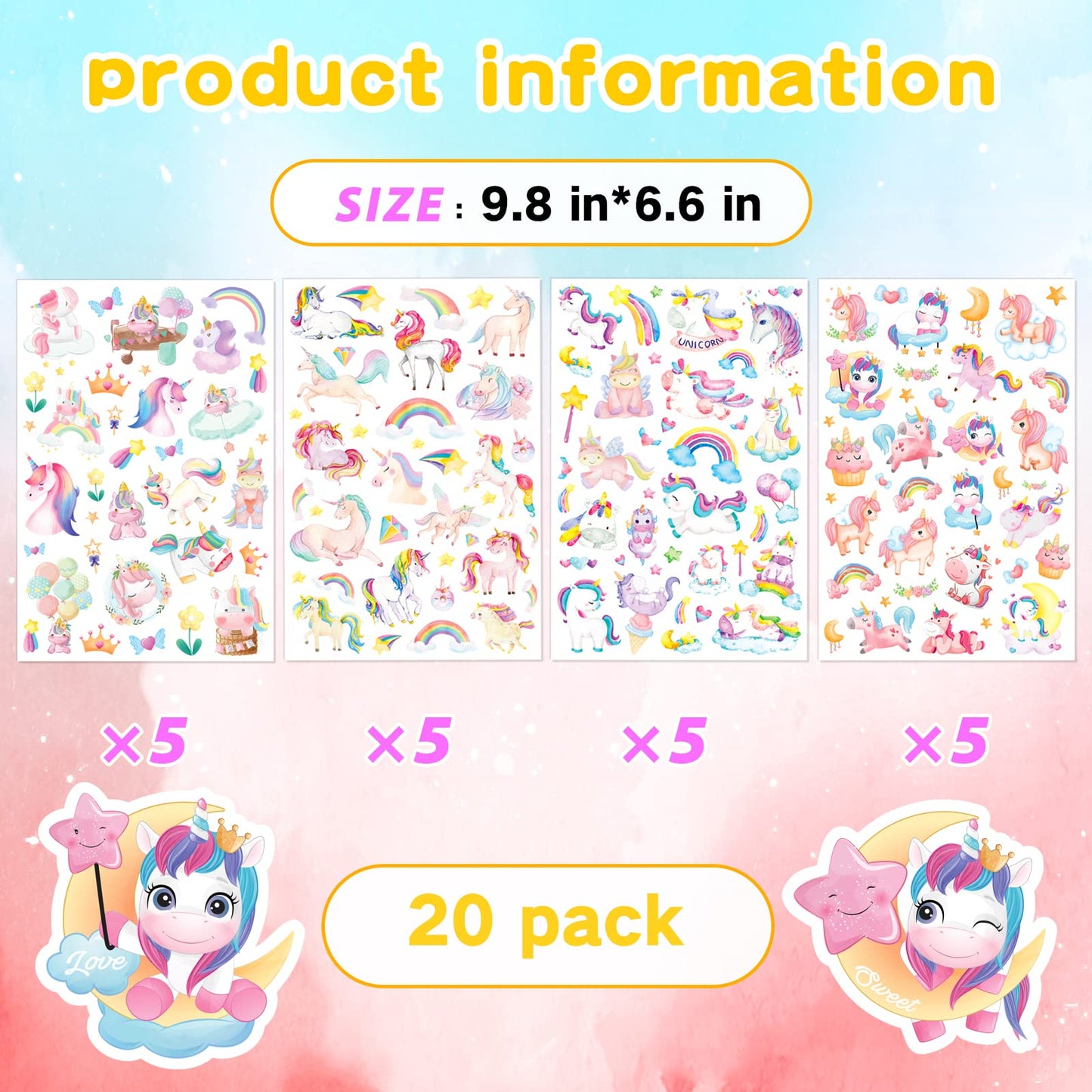 MoShining Pink Unicorn Stickers – 715 Count for Party Decor & Invitations